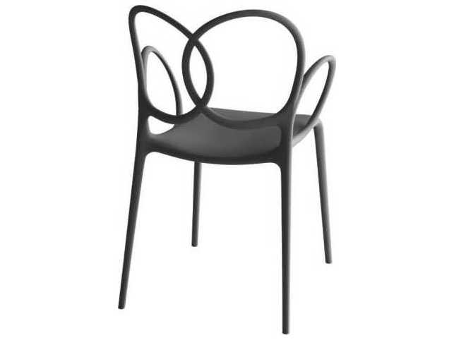 Driade Outdoor Sissi Recycled Stackable Dining Arm Chair in Dark Grey