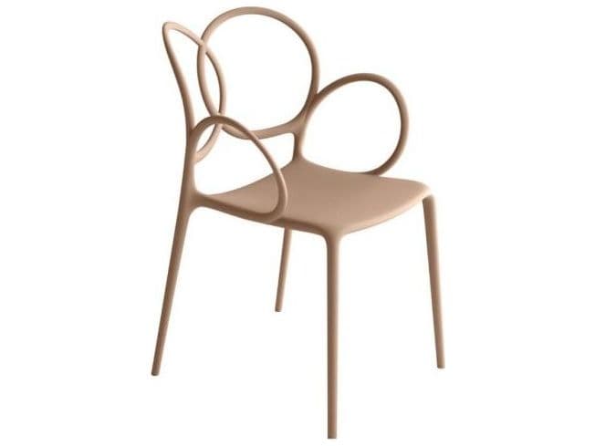 Driade Outdoor Quick Ship Sissi Polypropylene Stackable Dining Arm Chair in Pink