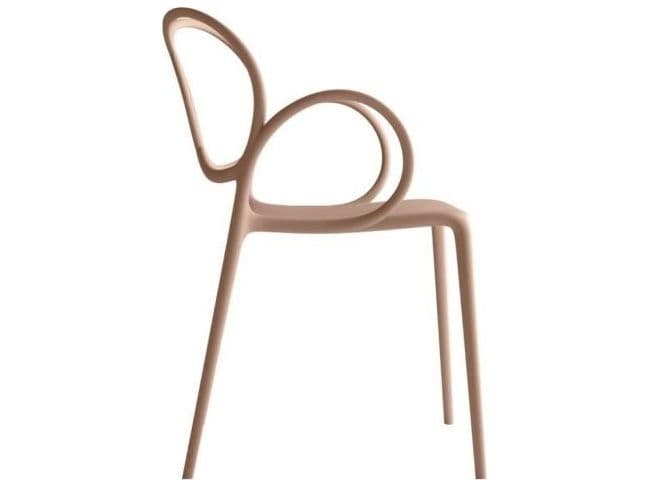 Driade Outdoor Quick Ship Sissi Polypropylene Stackable Dining Arm Chair in Pink