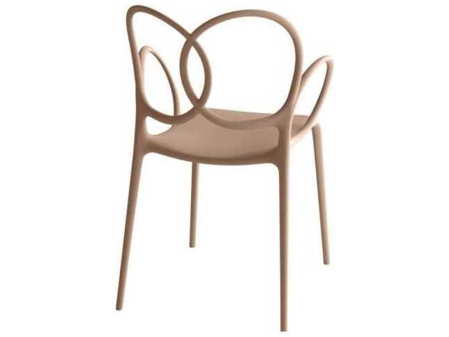 Driade Outdoor Quick Ship Sissi Polypropylene Stackable Dining Arm Chair in Pink