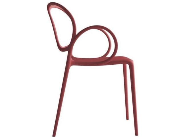 Driade Outdoor Quick Ship Sissi Polypropylene Stackable Dining Arm Chair in Red