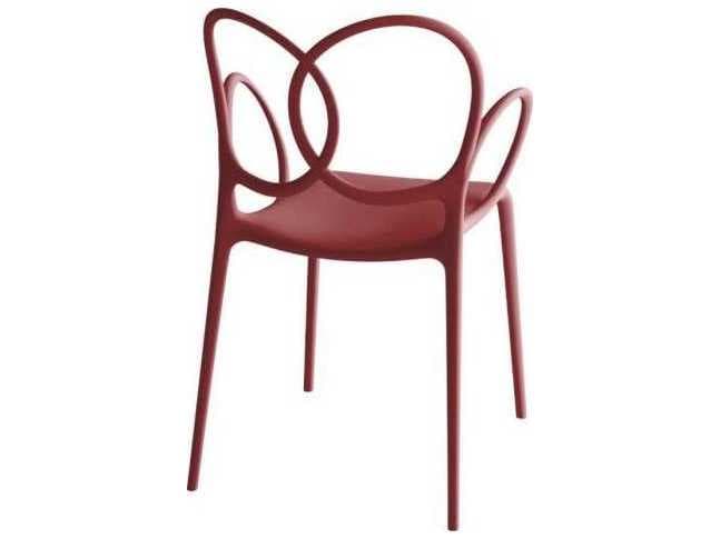 Driade Outdoor Quick Ship Sissi Polypropylene Stackable Dining Arm Chair in Red