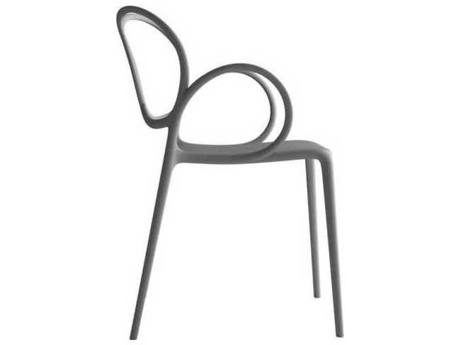 Driade Outdoor Quick Ship Sissi Polypropylene Stackable Dining Arm Chair in Dark Grey