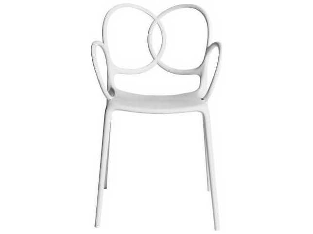Driade Outdoor Sissi Recycled Stackable Dining Arm Chair in White