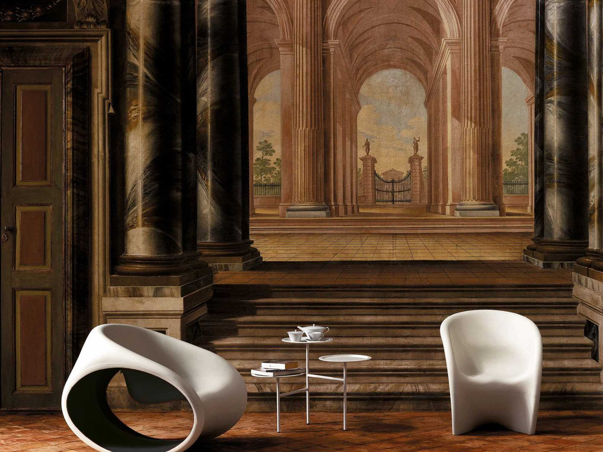 Driade Mt1 Polyethylene Outdoor Patio Lounge Set in Sand White/Black