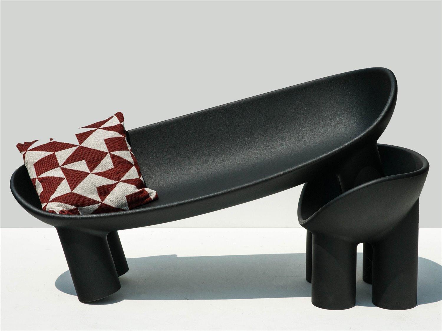 Driade Outdoor Roly Poly Polyethylene Lounge Set in Charcoal