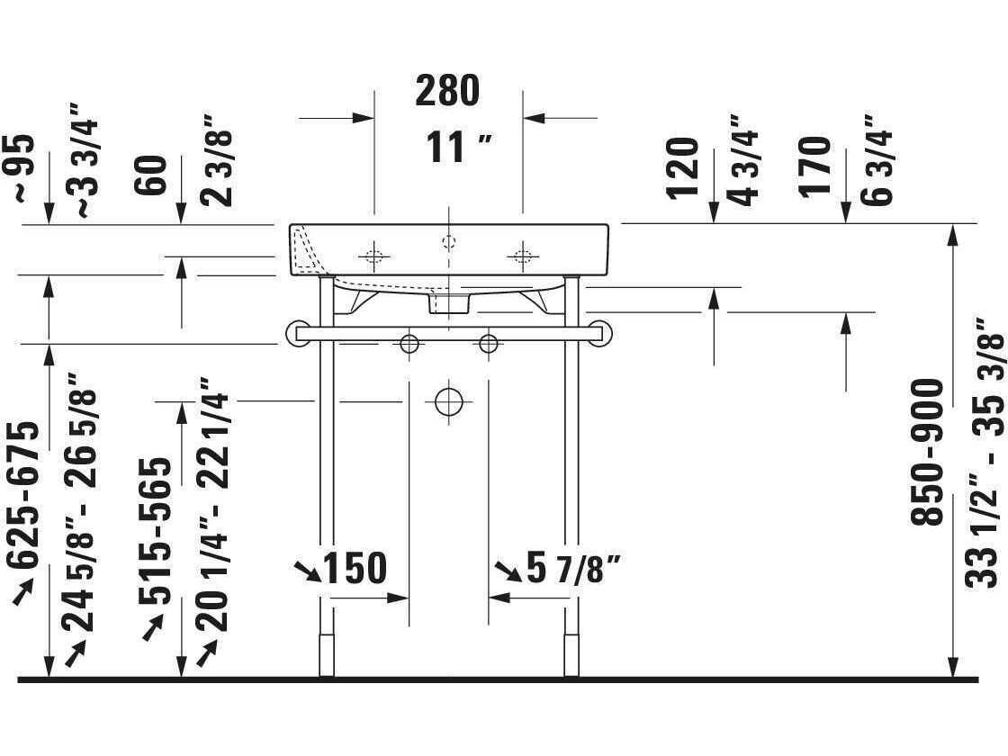 Duravit Happy D.2 23'' Metal Chrome Console Vanity
