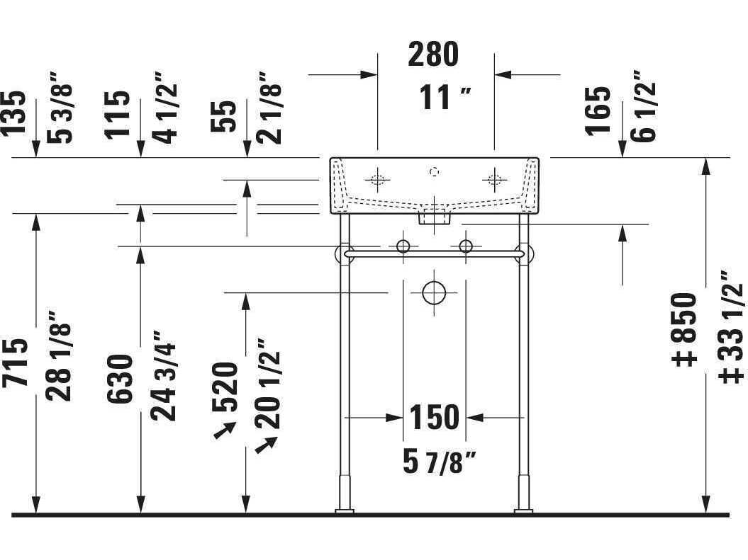 Duravit Vero 17'' Polished Chrome Metal Console