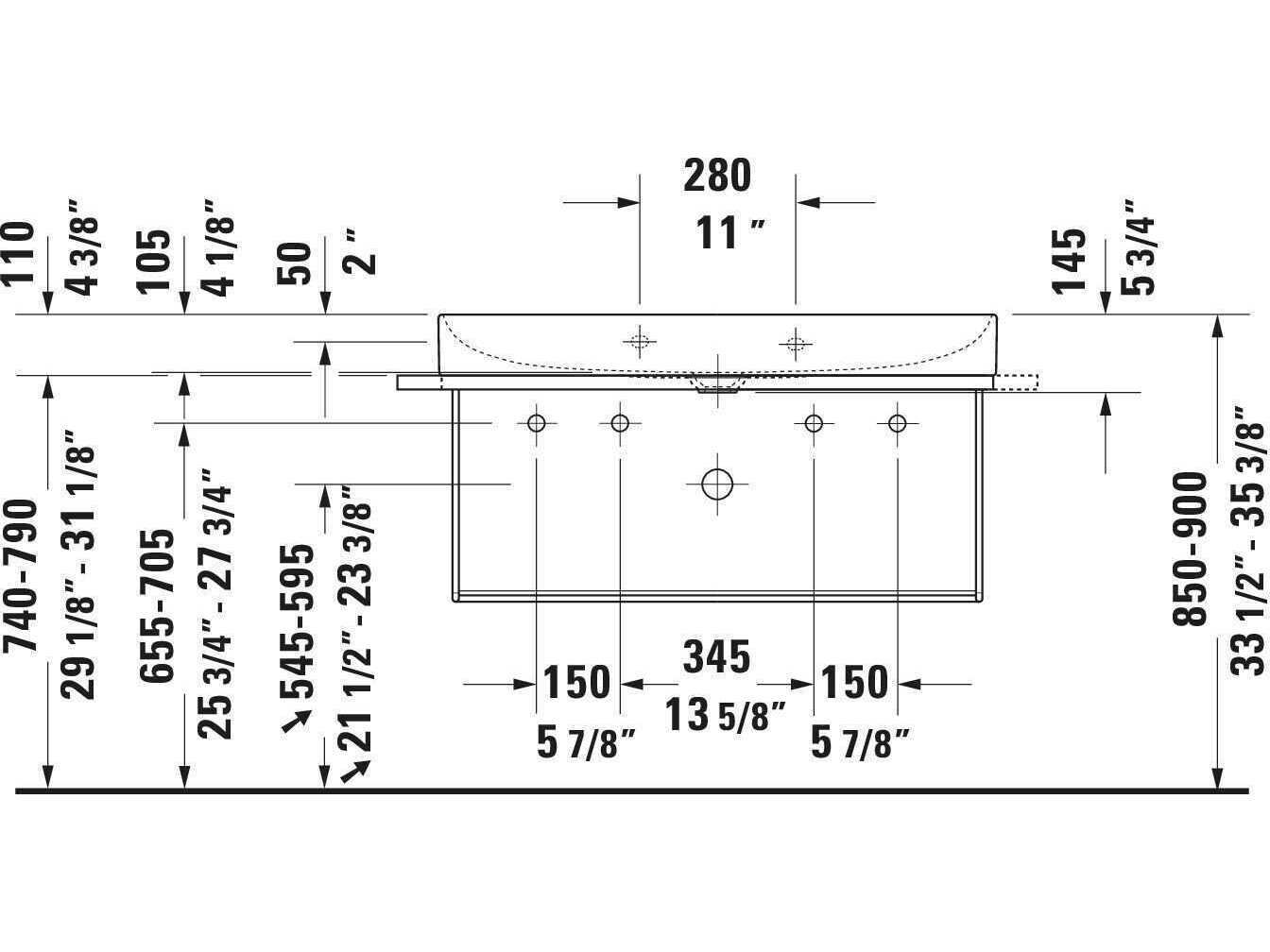 Duravit Durasquare 42'' Freestanding Black Console