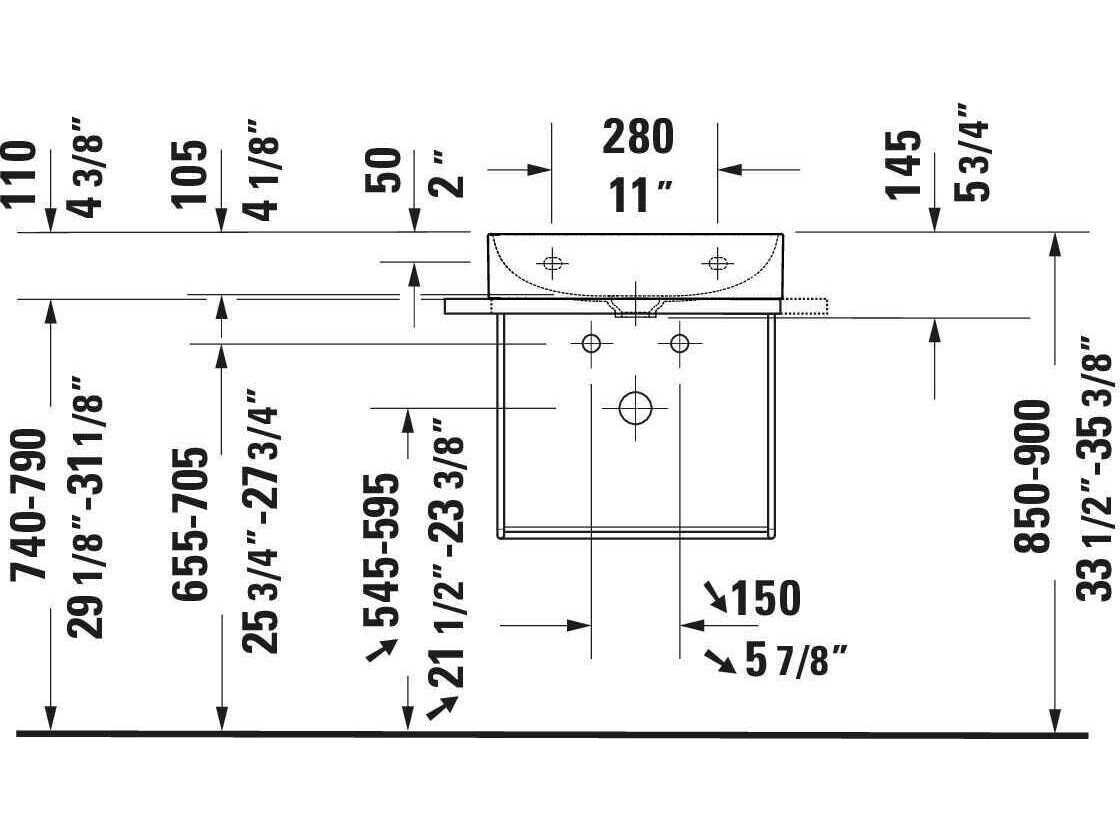 Duravit Durasquare 23'' Freestanding Black Console