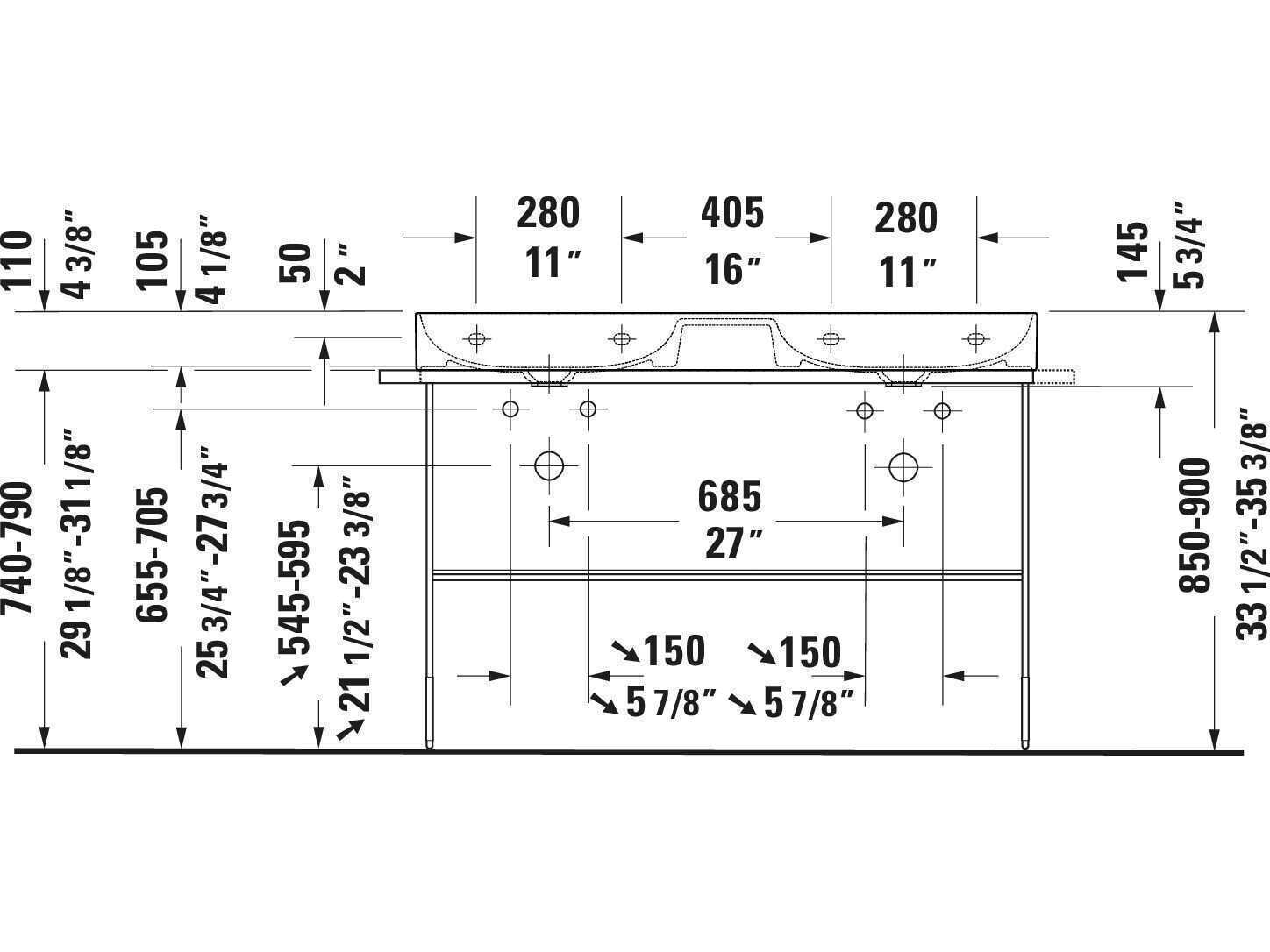 Duravit Durasquare 50'' Freestanding Chrome Console