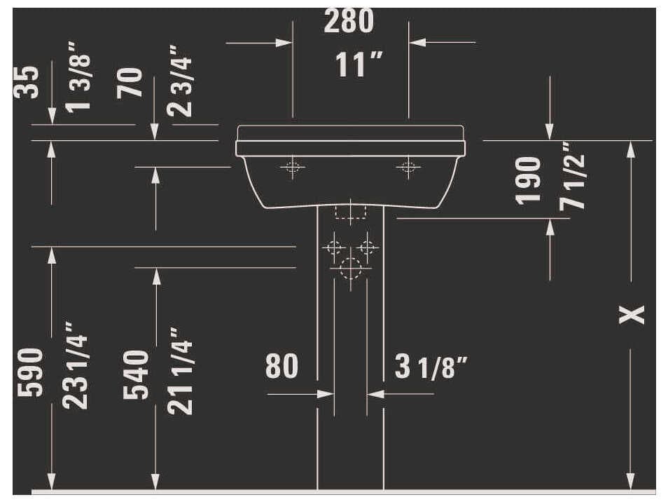 Duravit Starck 3 22'' Ceramic White High Gloss Sink with 3 Faucet Hole