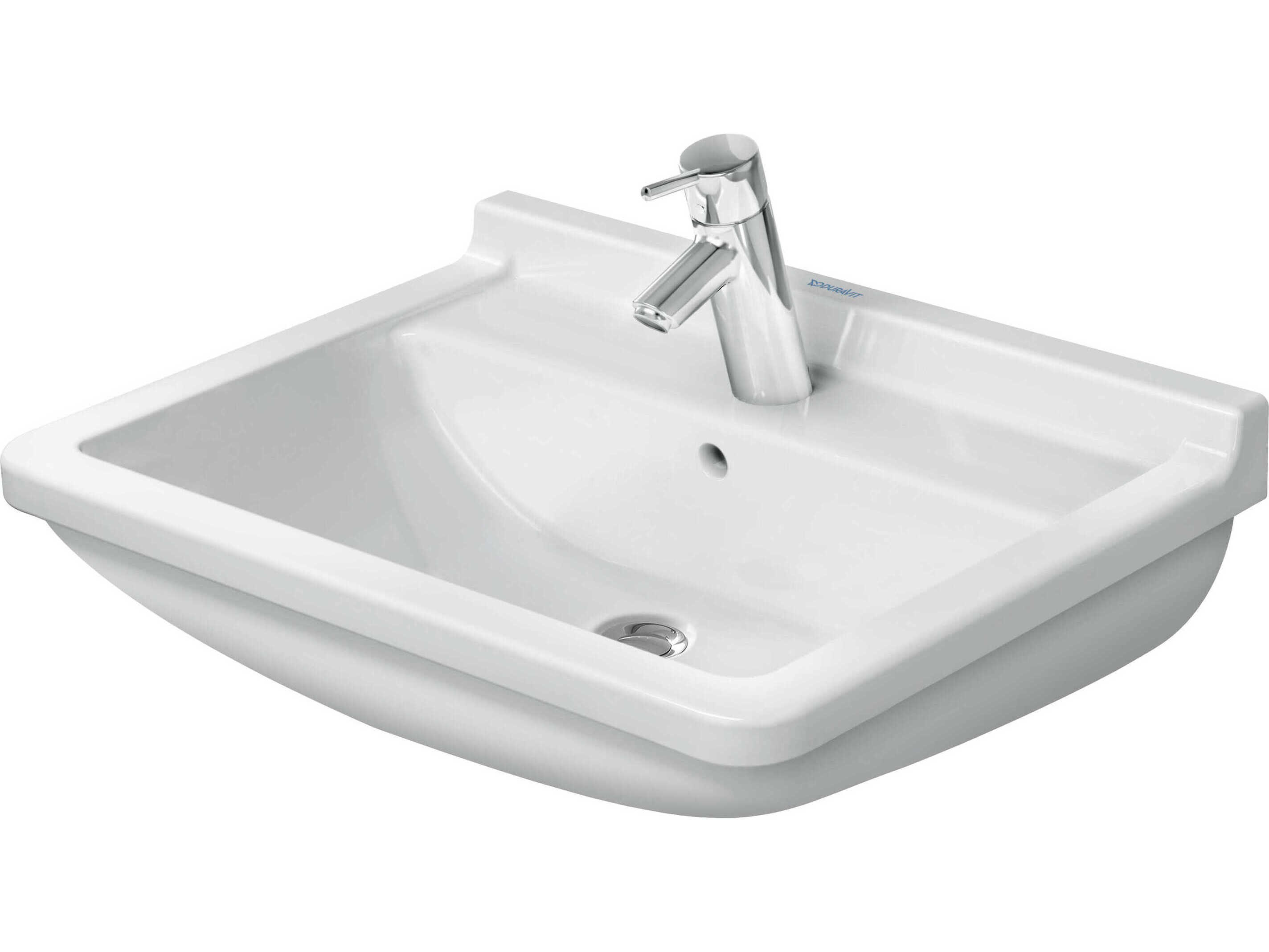 Duravit Starck 3 24'' Ceramic White High Gloss Sink with 1 Faucet Hole