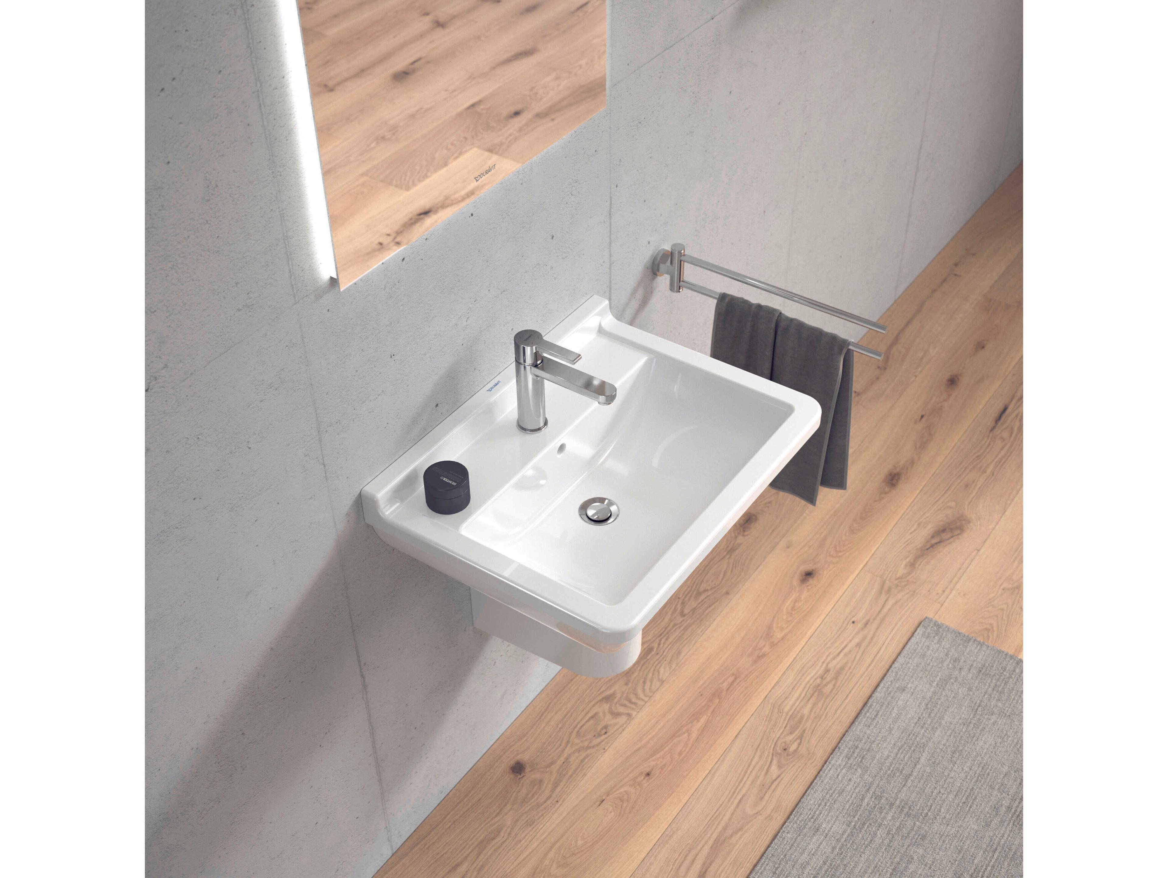 Duravit Starck 3 24'' Ceramic White High Gloss Sink with 1 Faucet Hole