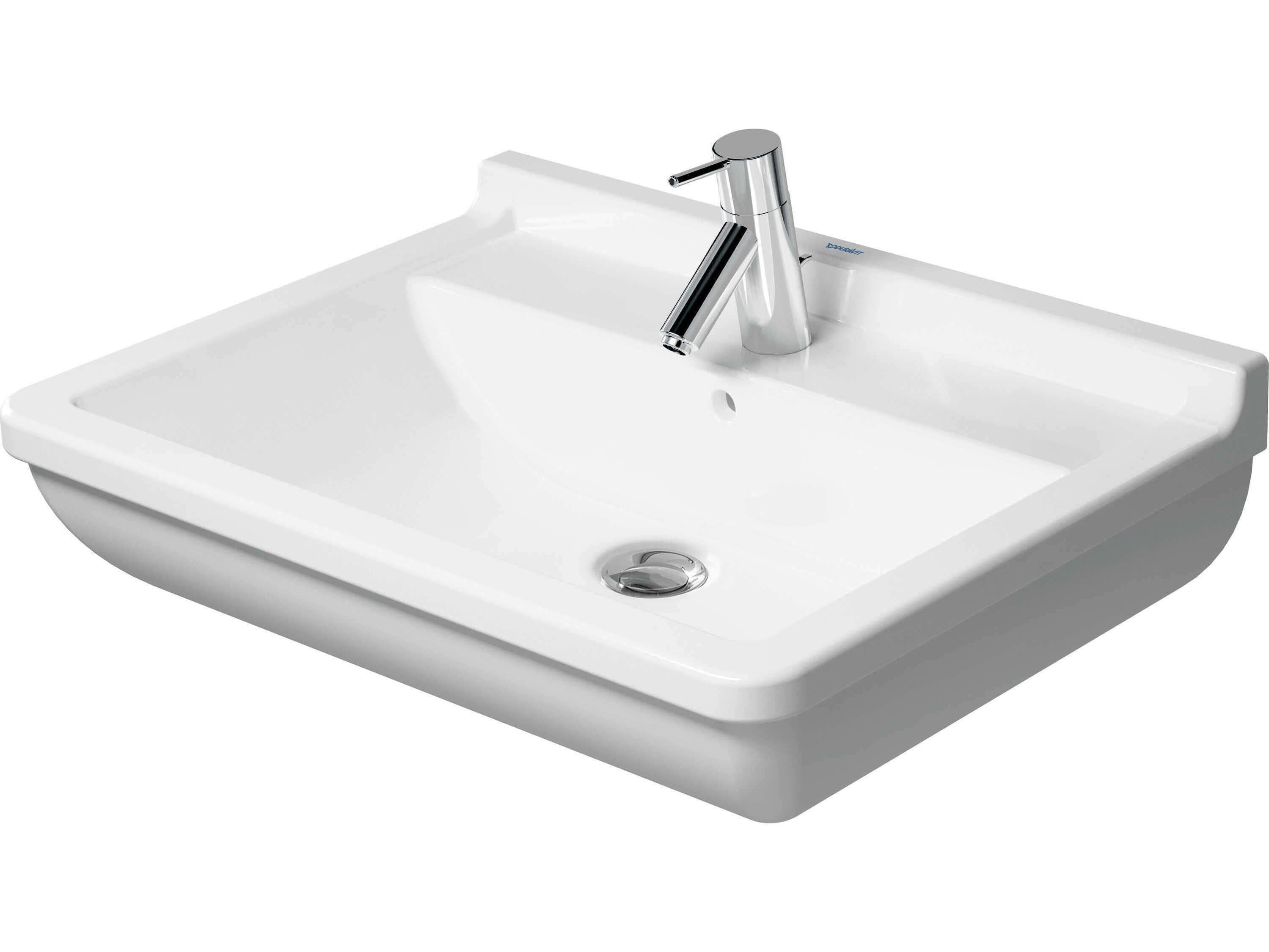 Duravit Starck 3 26'' Ceramic White High Gloss Sink with 3 Faucet Hole