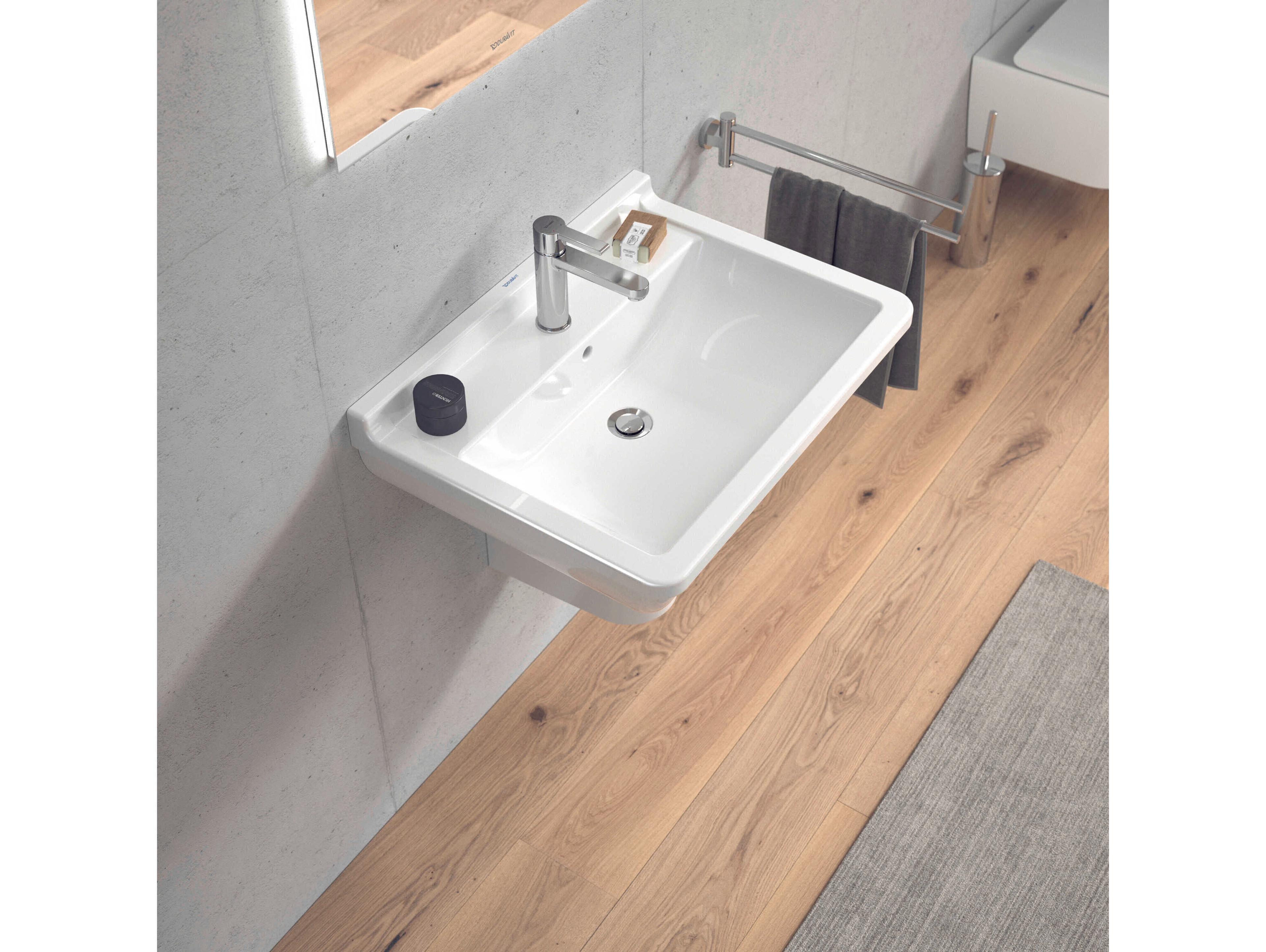 Duravit Starck 3 26'' Ceramic White High Gloss Sink with 3 Faucet Hole