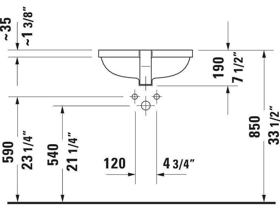Duravit Starck 3 21'' Ceramic White High Gloss Undermount Sink with 1 Faucet Hole