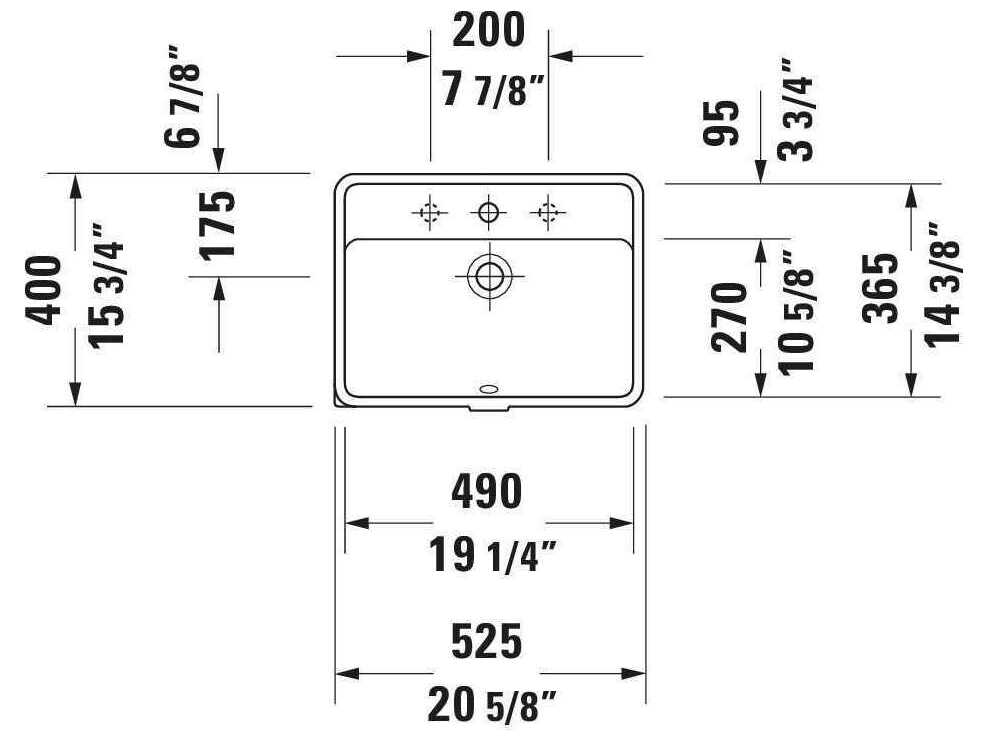 Duravit Starck 3 21'' Ceramic White High Gloss Undermount Sink with 3 Faucet Hole