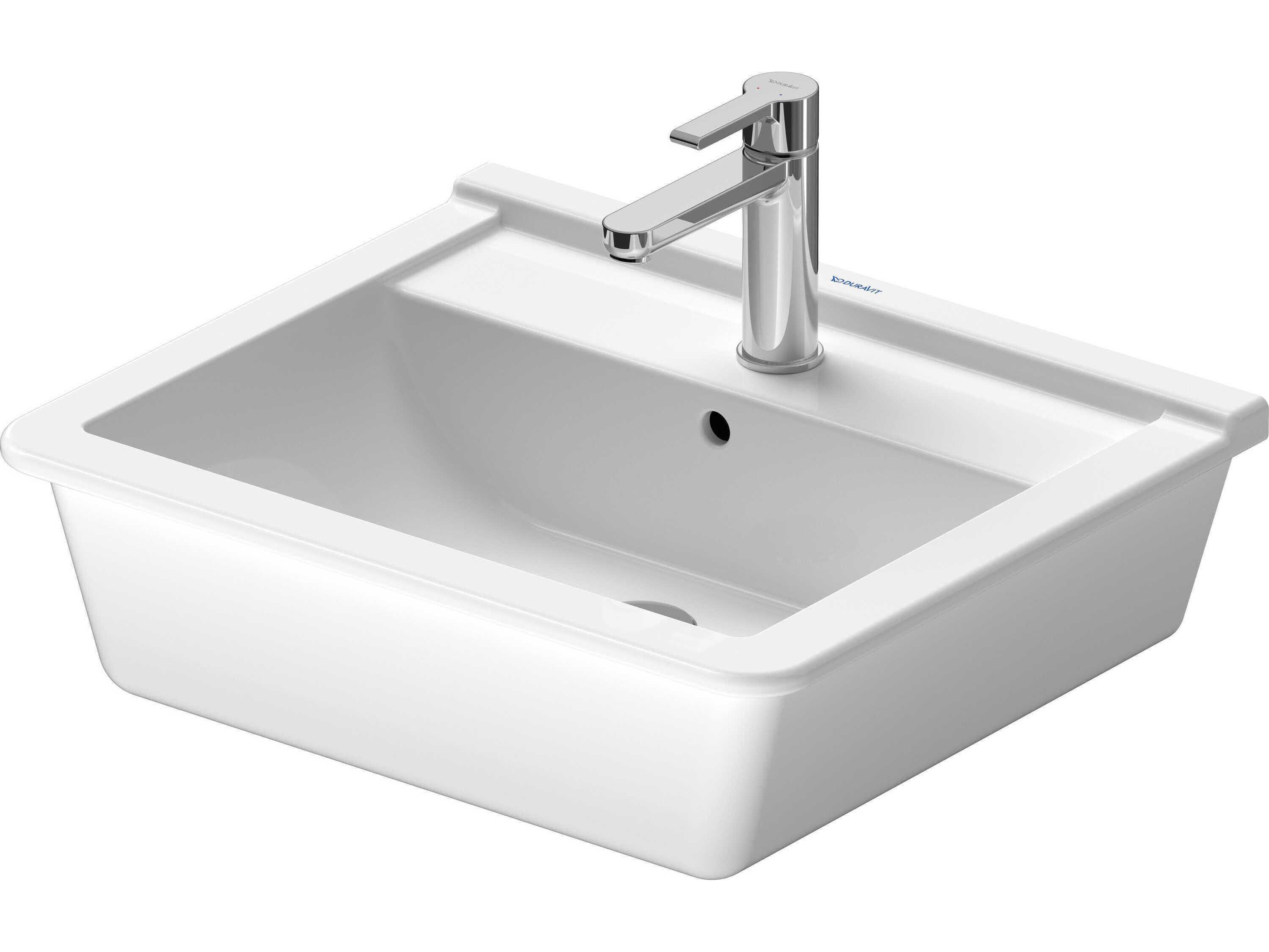 Duravit Starck 3 22'' Ceramic White High Gloss Undermount Sink with 1 Faucet Hole