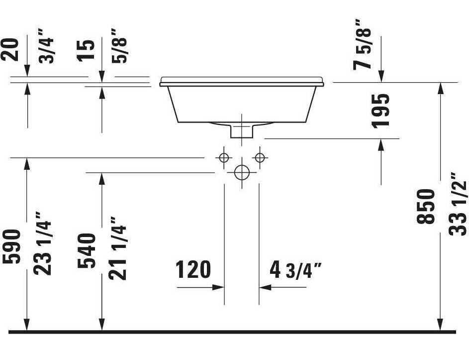Duravit Starck 3 22'' Ceramic White High Gloss Undermount Sink with 1 Faucet Hole