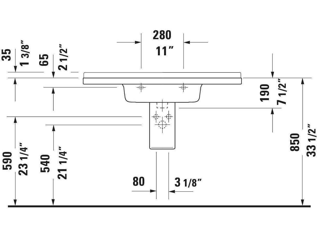 Duravit Starck 3 41'' Ceramic White High Gloss Sink with 1 Faucet Hole