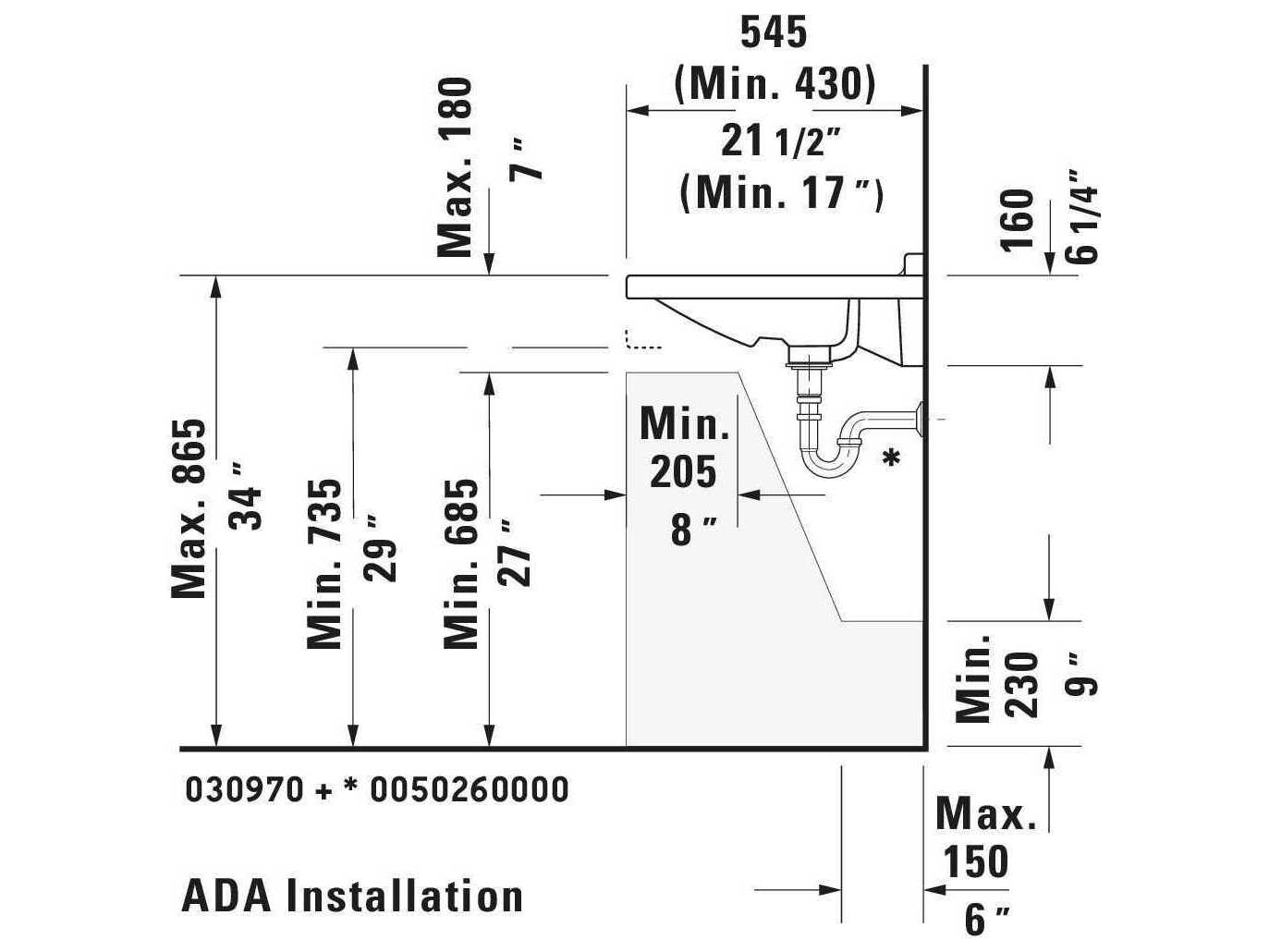 Duravit Starck 3 28'' Ceramic White High Gloss Sink with 3 Faucet Hole