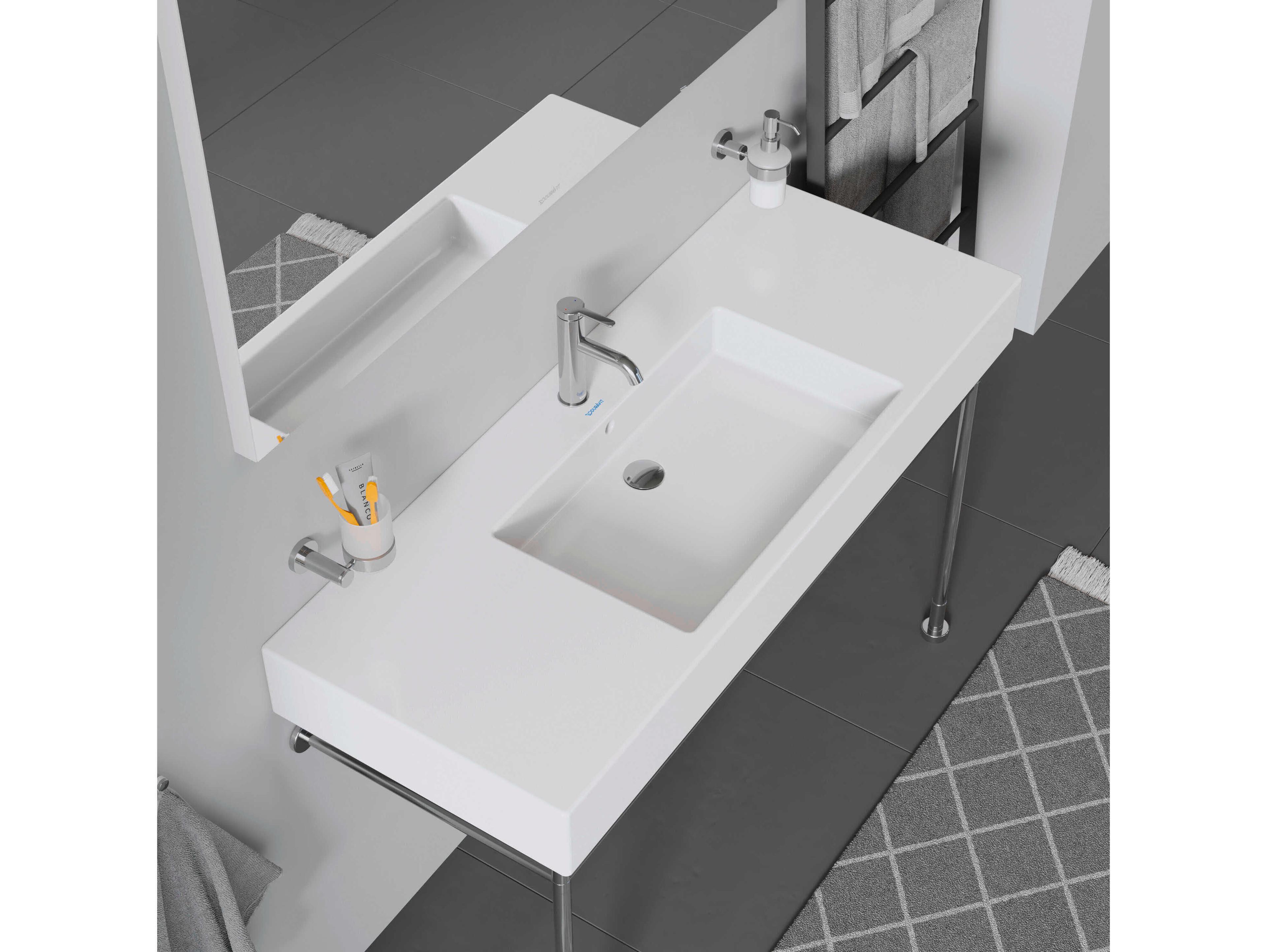 Duravit Vero 49'' Ceramic White High Gloss Sink with 1 Faucet Hole