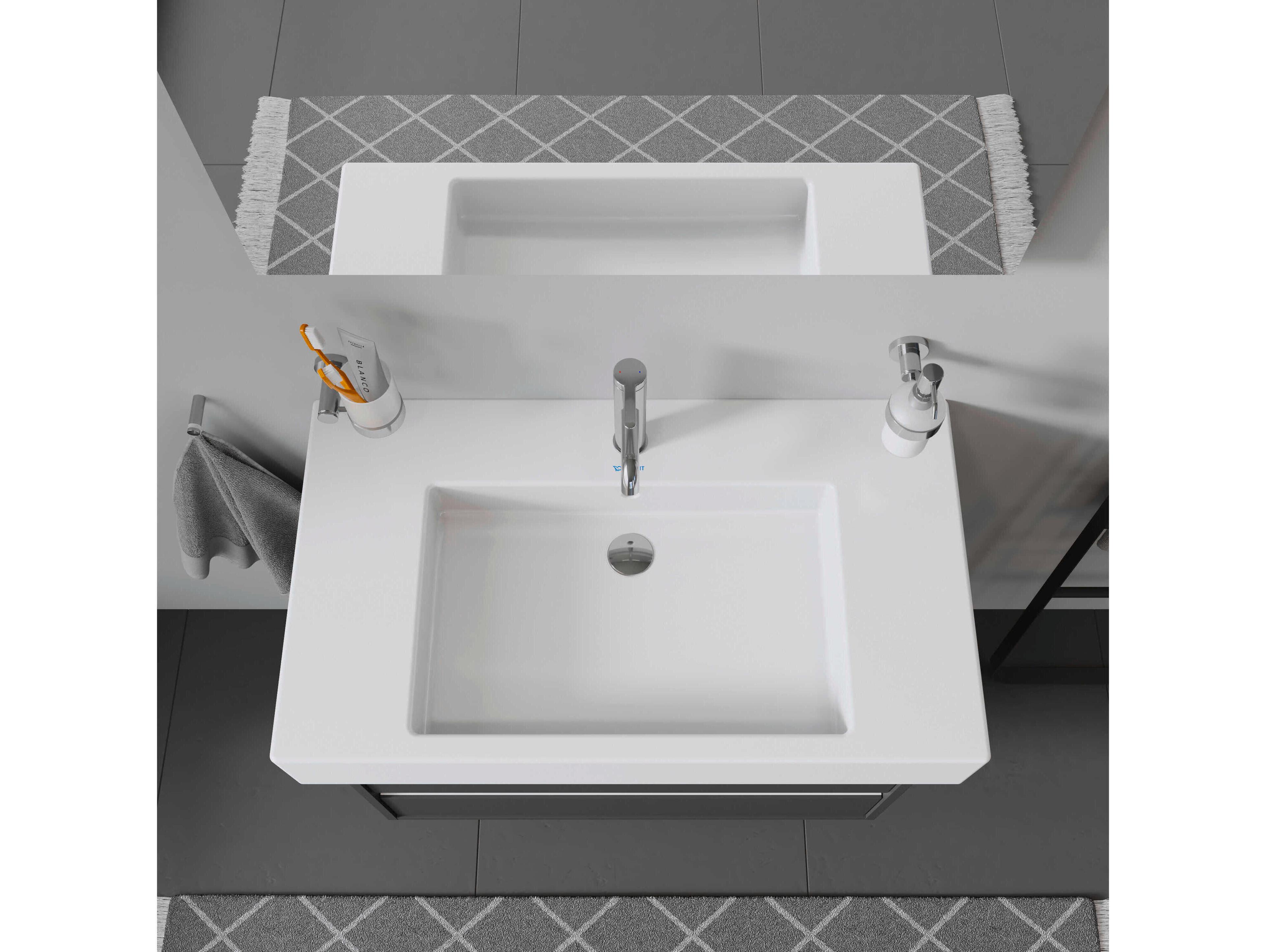 Duravit Vero 34'' Ceramic White High Gloss Sink with 1 Faucet Hole