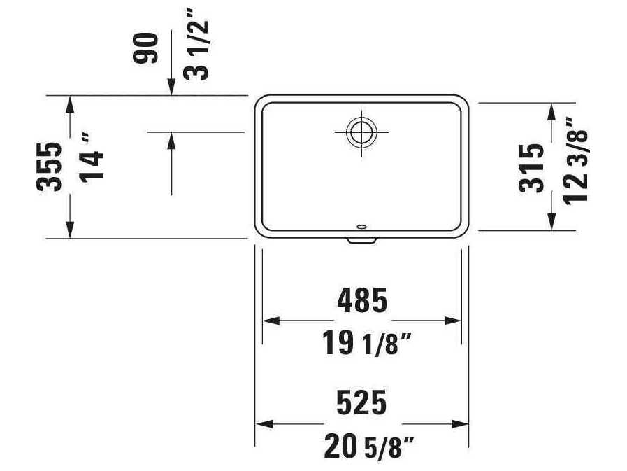 Duravit Vero 19'' Ceramic White High Gloss Undermount Sink with No Faucet Hole