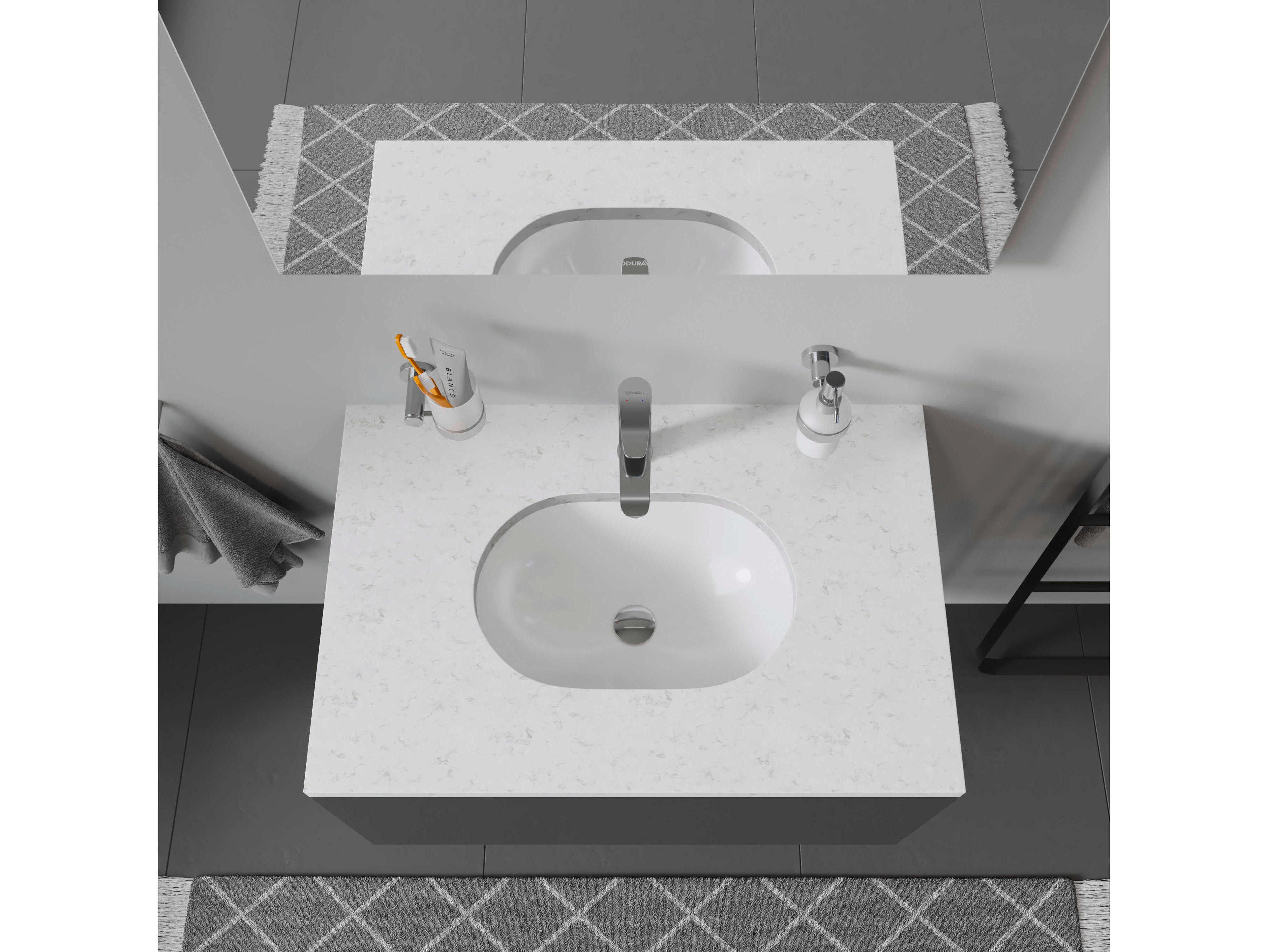 Duravit Design 17'' Ceramic White High Gloss Undermount Sink with no faucet holes