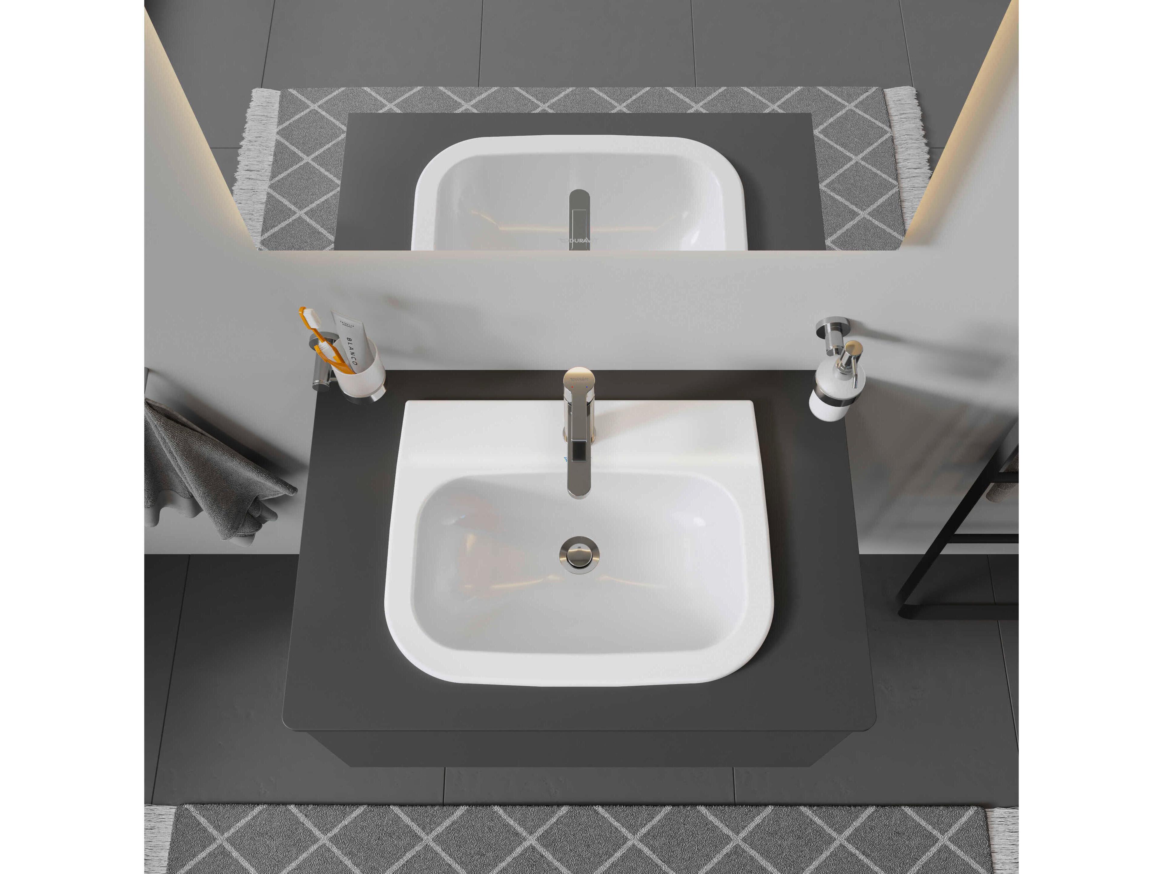 Duravit D-code 22'' Ceramic White High Gloss Undermount Sink with 1 Faucet hole