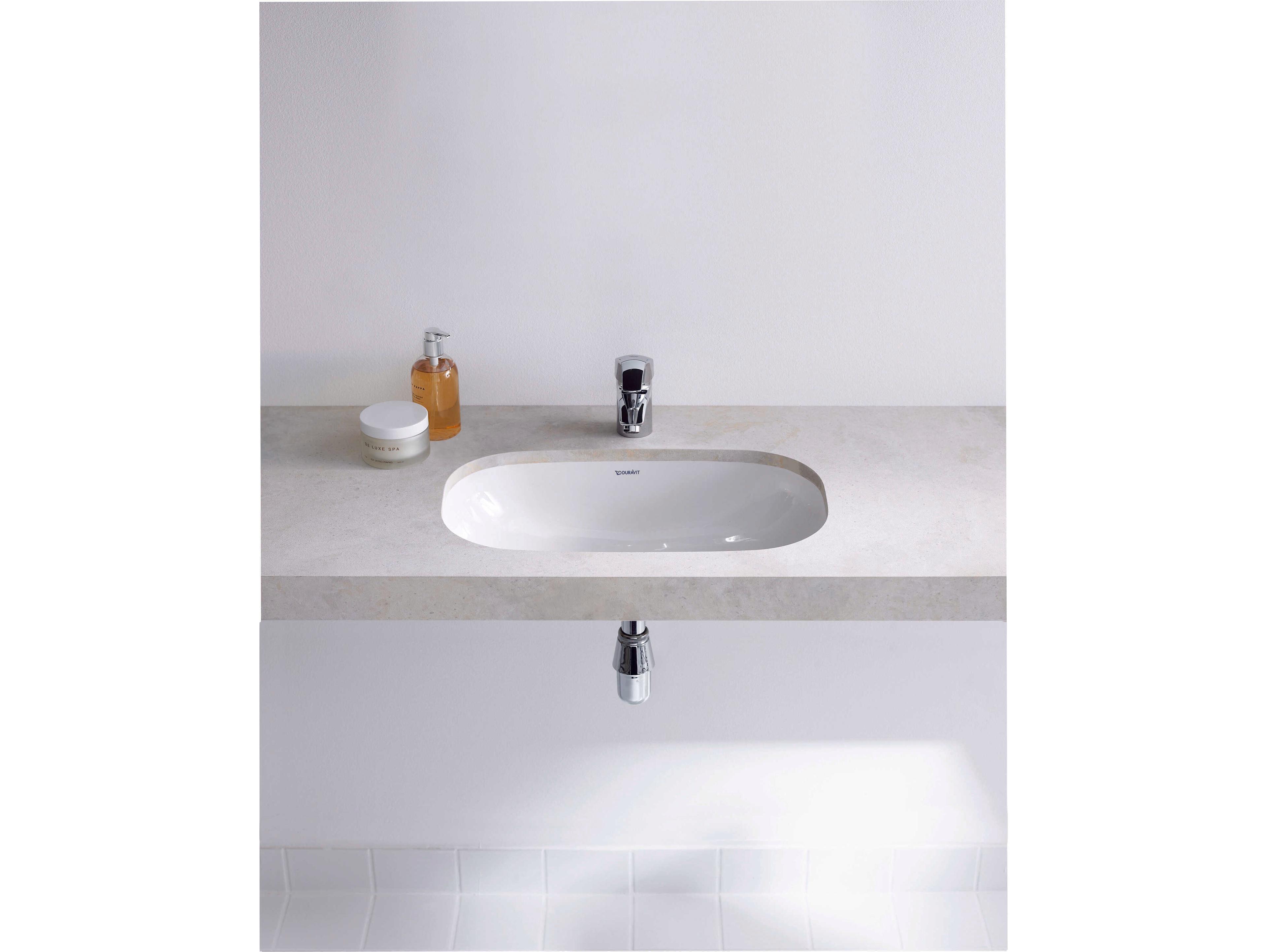 Duravit D-code 22'' Ceramic White High Gloss Undermount Sink with no faucet hole