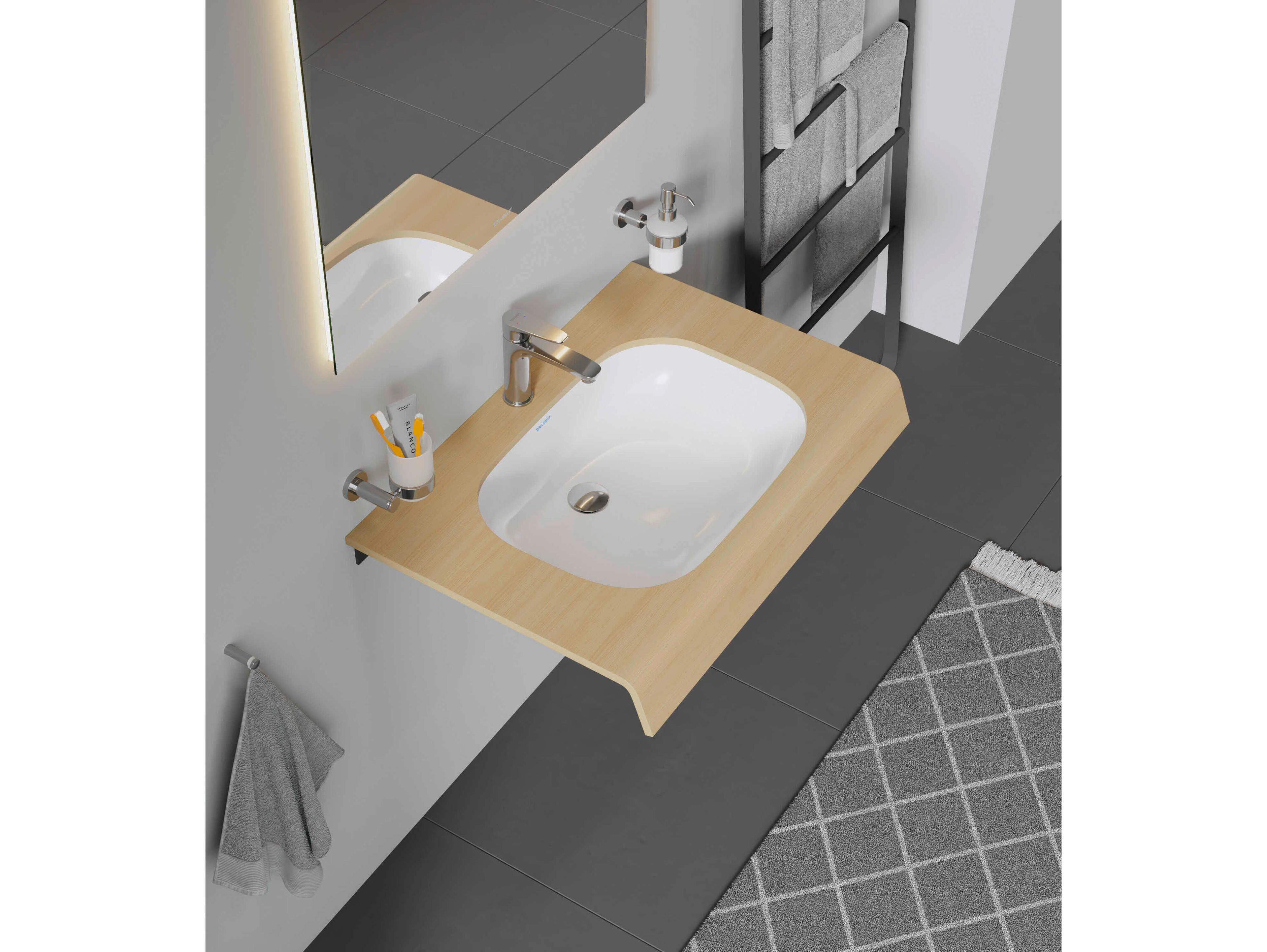 Duravit D-code 22'' Ceramic White High Gloss Undermount Sink with no faucet hole