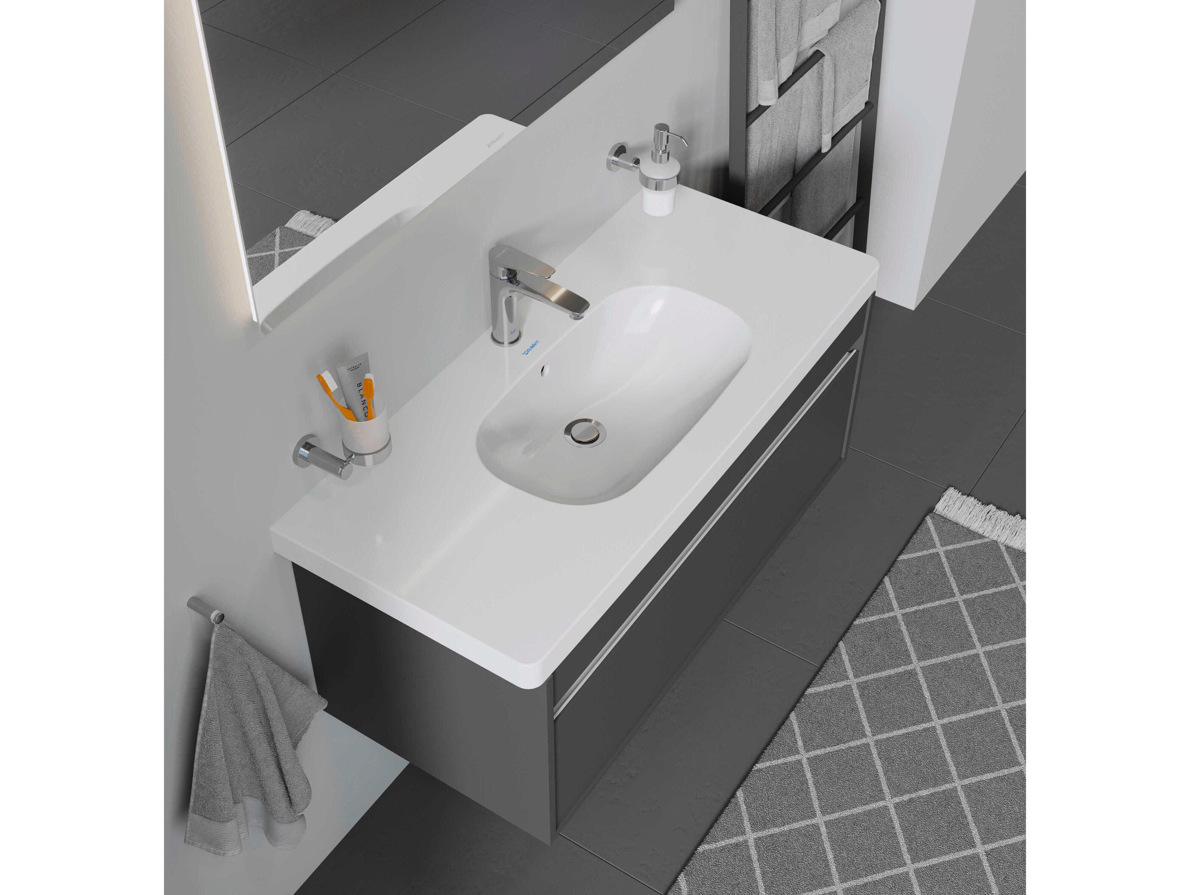 Duravit D-code 41'' Ceramic White High Gloss Sink with 1 Faucet hole
