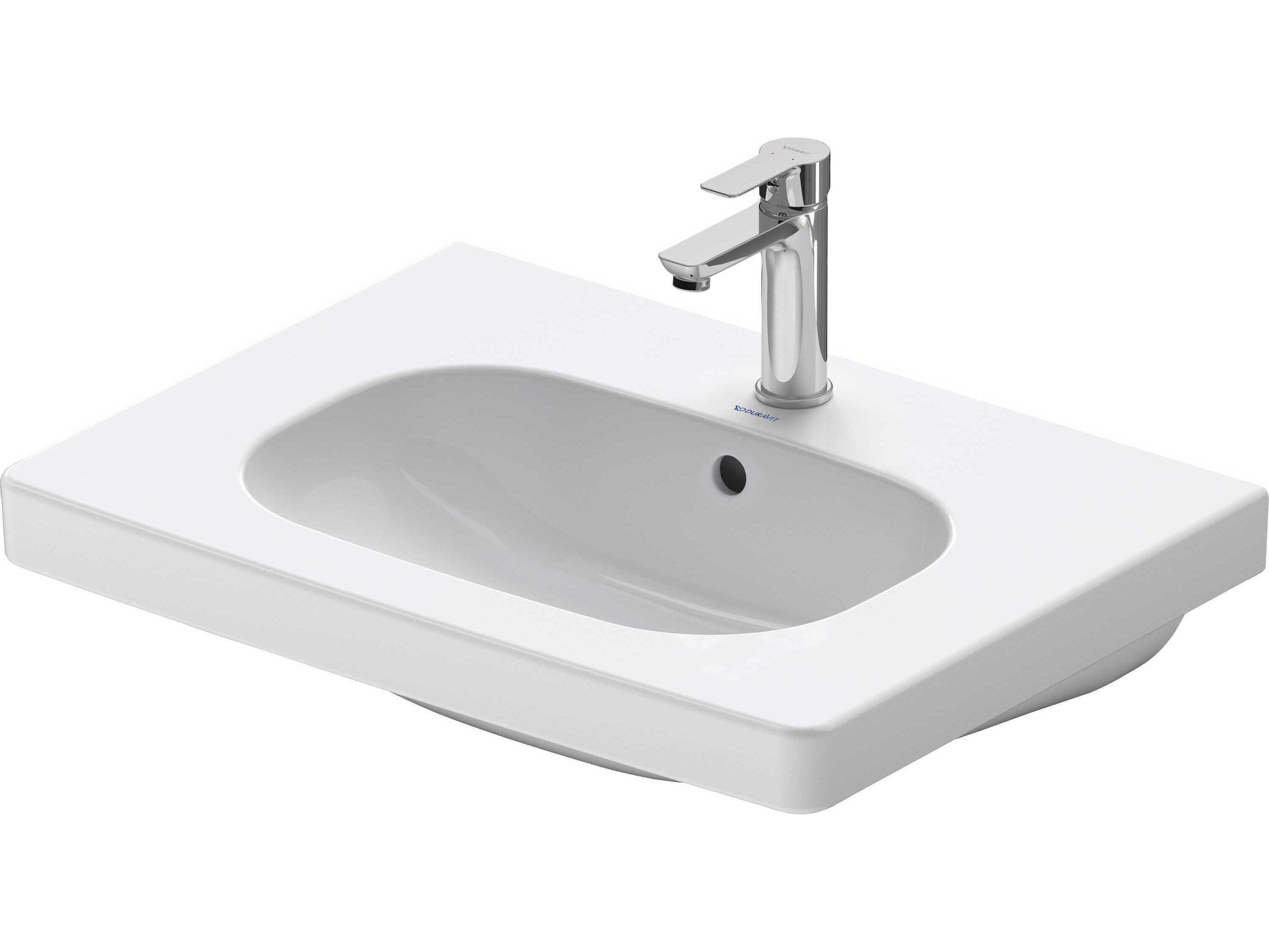 Duravit D-code 26'' Ceramic White High Gloss Sink with 1 Faucet hole