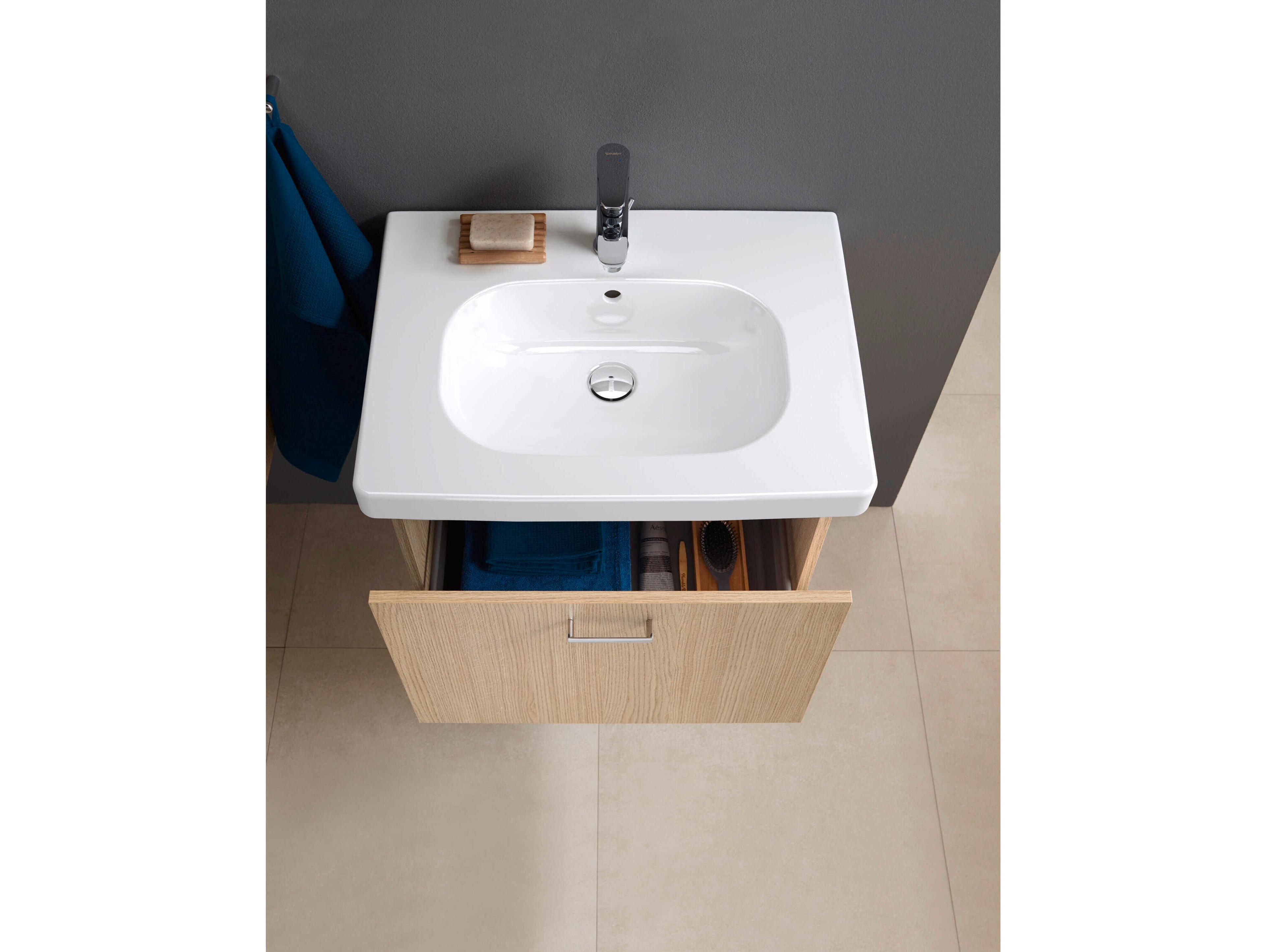 Duravit D-code 26'' Ceramic White High Gloss Sink with 1 Faucet hole