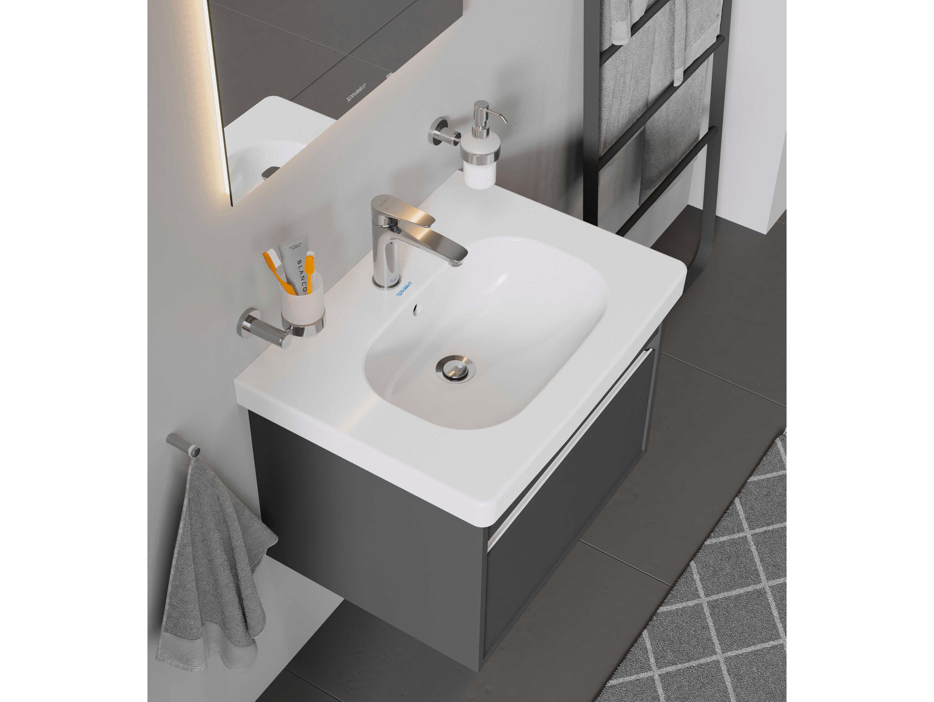 Duravit D-code 26'' Ceramic White High Gloss Sink with 1 Faucet hole