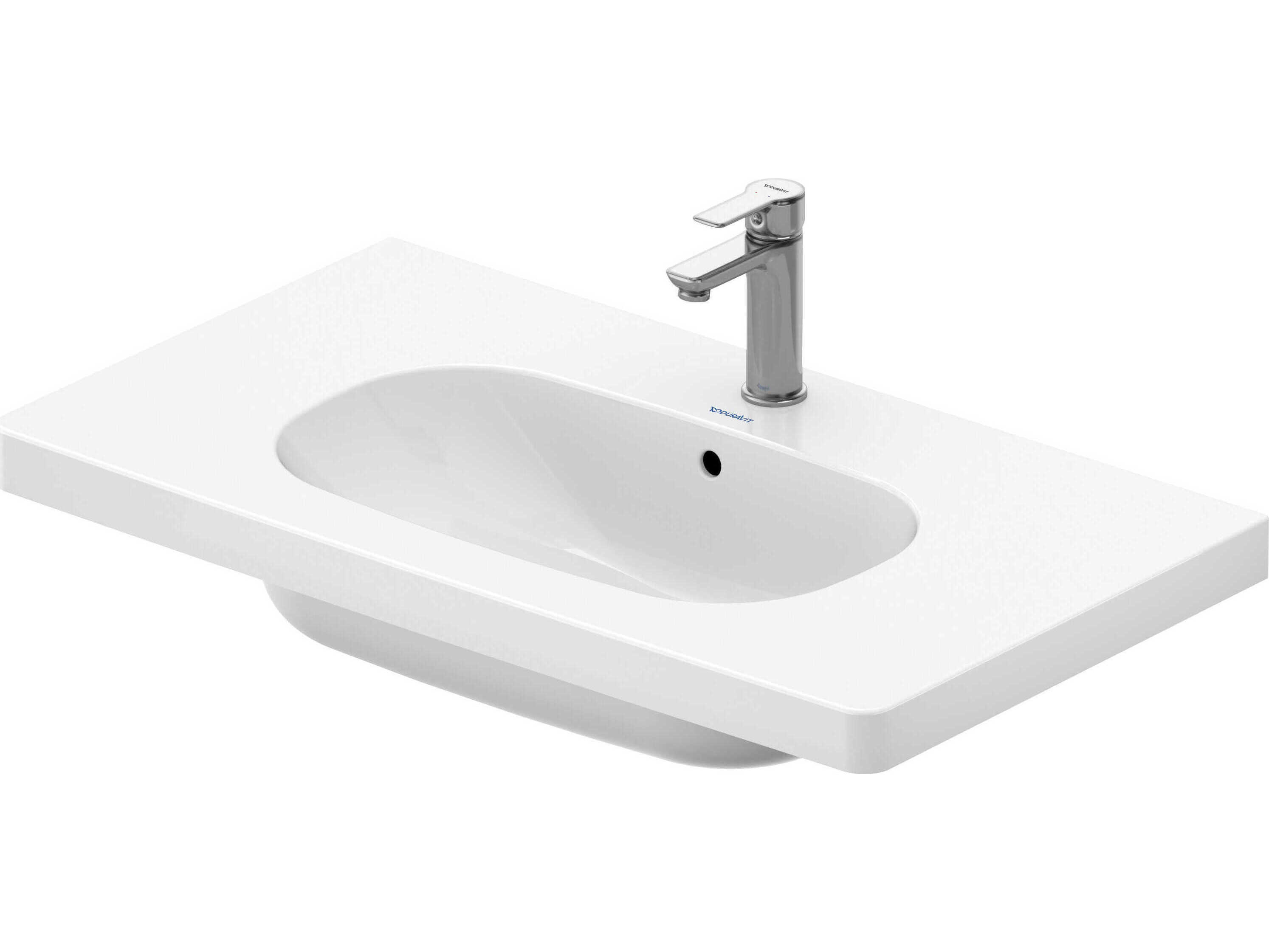 Duravit D-code 34'' Ceramic White High Gloss Sink with 3 Faucet hole