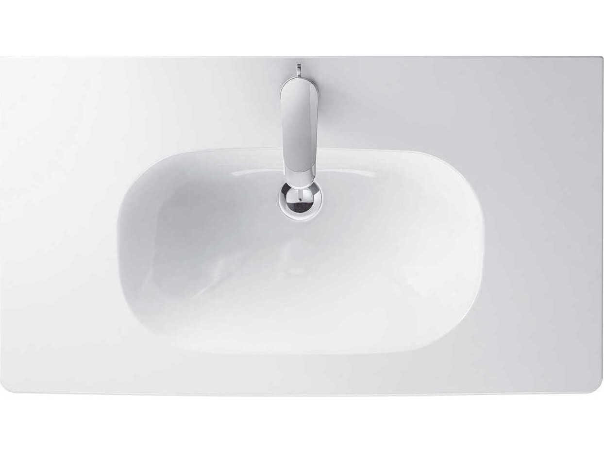 Duravit D-code 34'' Ceramic White High Gloss Sink with 3 Faucet hole