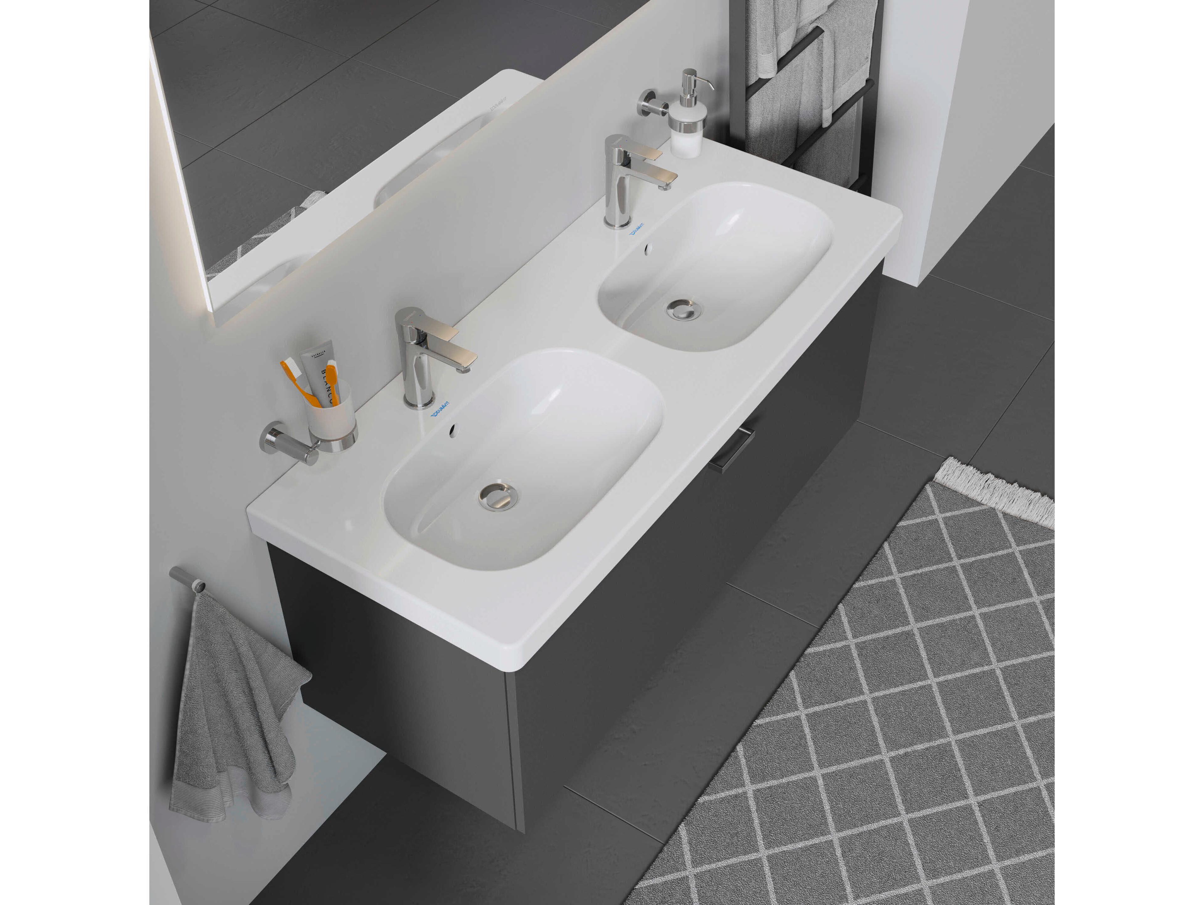 Duravit D-code 47'' Ceramic White High Gloss Sink with 1 Faucet hole