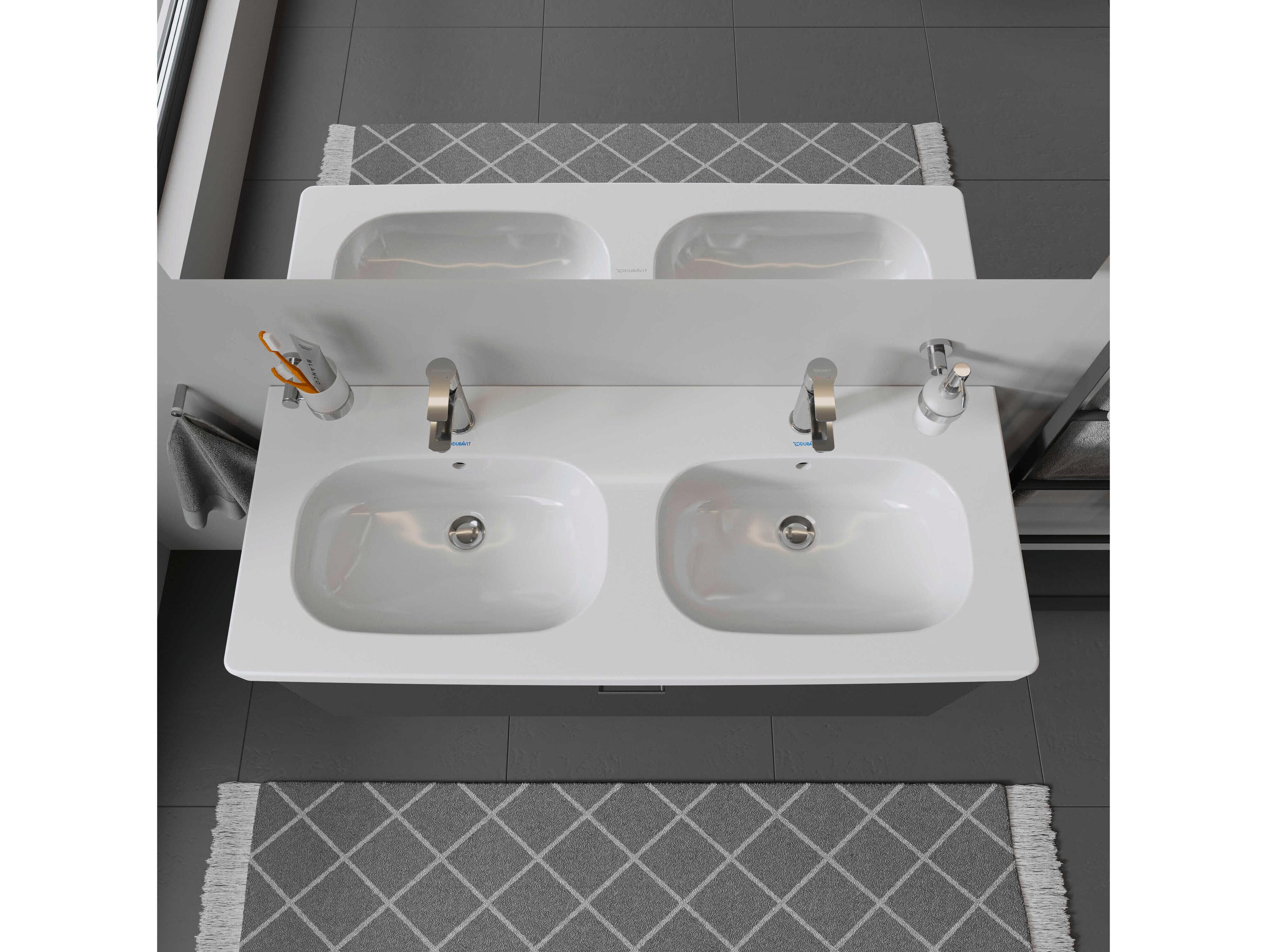 Duravit D-code 47'' Ceramic White High Gloss Sink with 1 Faucet hole