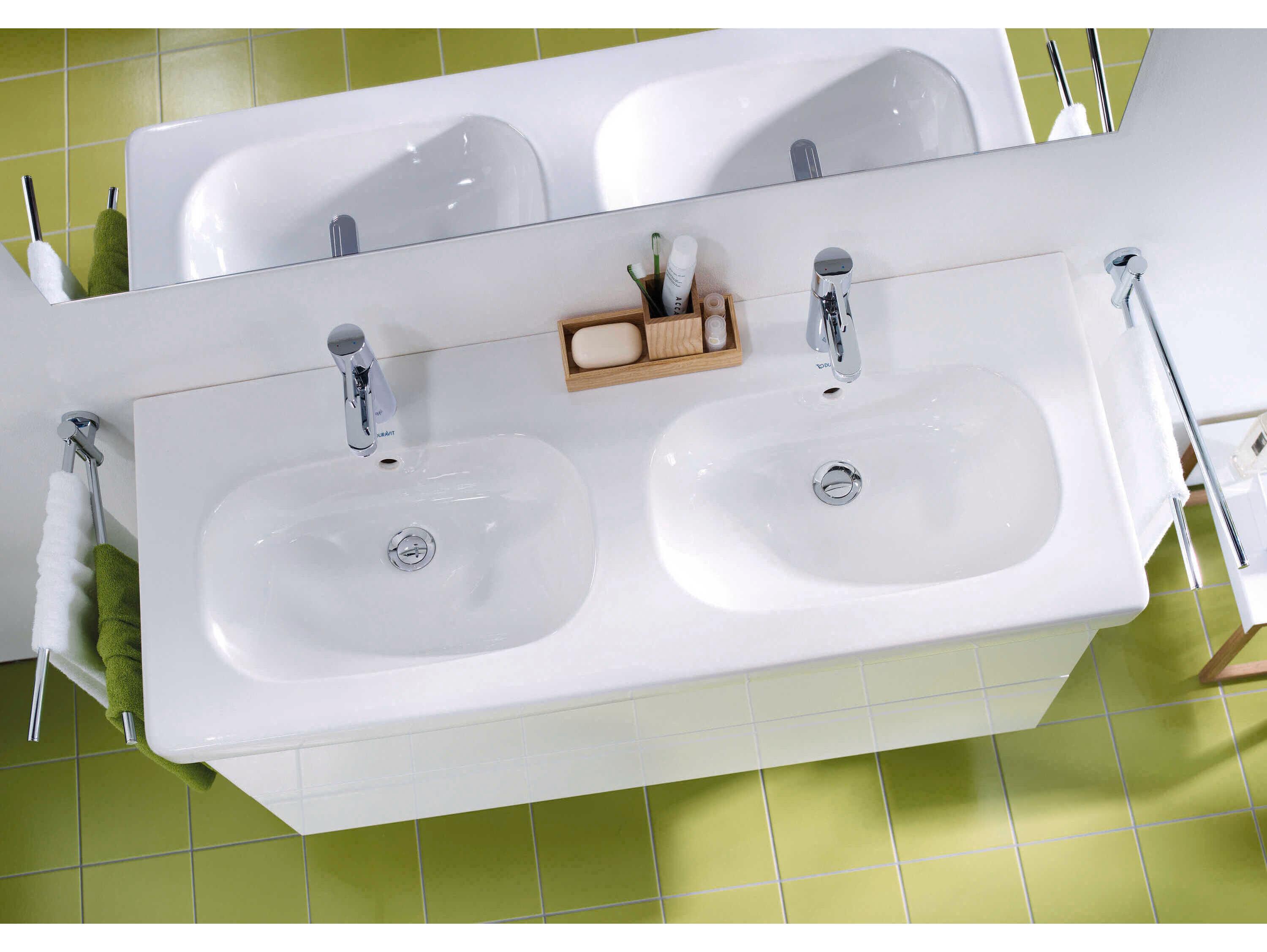 Duravit D-code 47'' Ceramic White High Gloss Sink with 3 Faucet hole