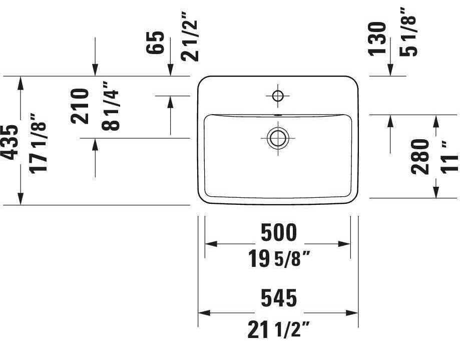 Duravit Duravit No.1 22'' Ceramic Drop-In White High Gloss Sink whith 1 Faucet Hole