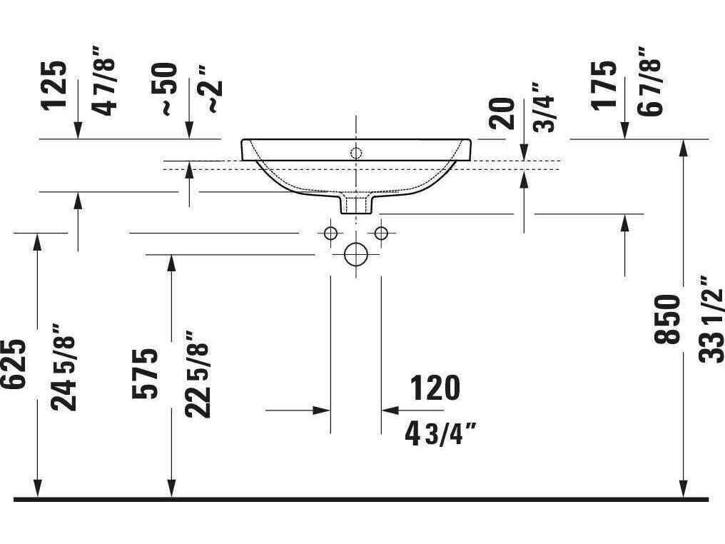 Duravit Duravit No.1 22'' Ceramic Drop-In White High Gloss Sink whith 1 Faucet Hole