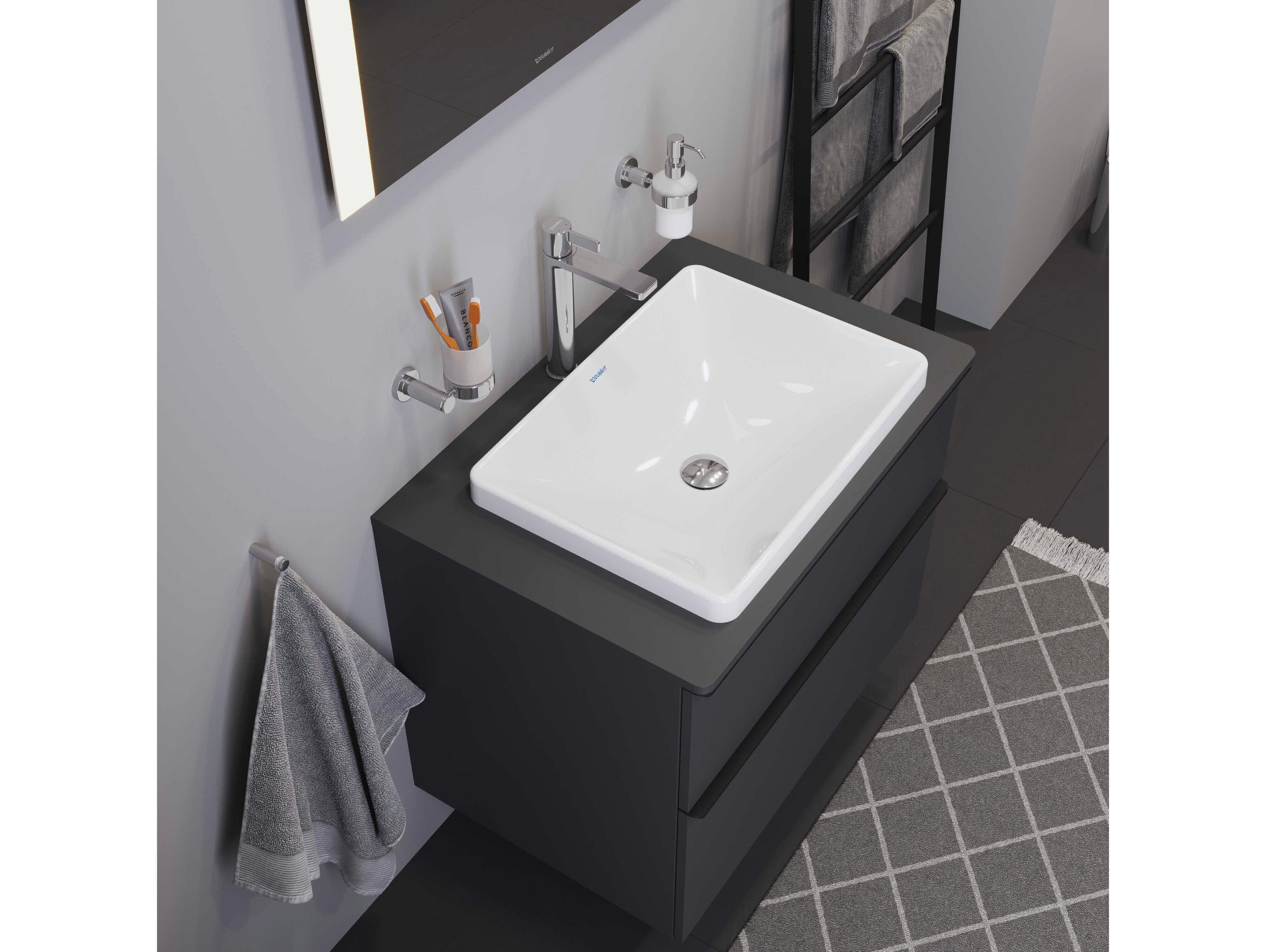 Duravit D-neo 24'' Ceramic White High Gloss Undermount Sink - with no faucet holes