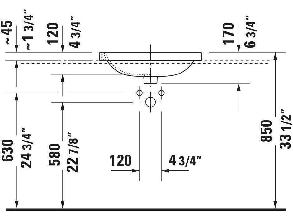Duravit Durastyle 22'' Ceramic White High Gloss Undermount Sink with 1 Faucet hole