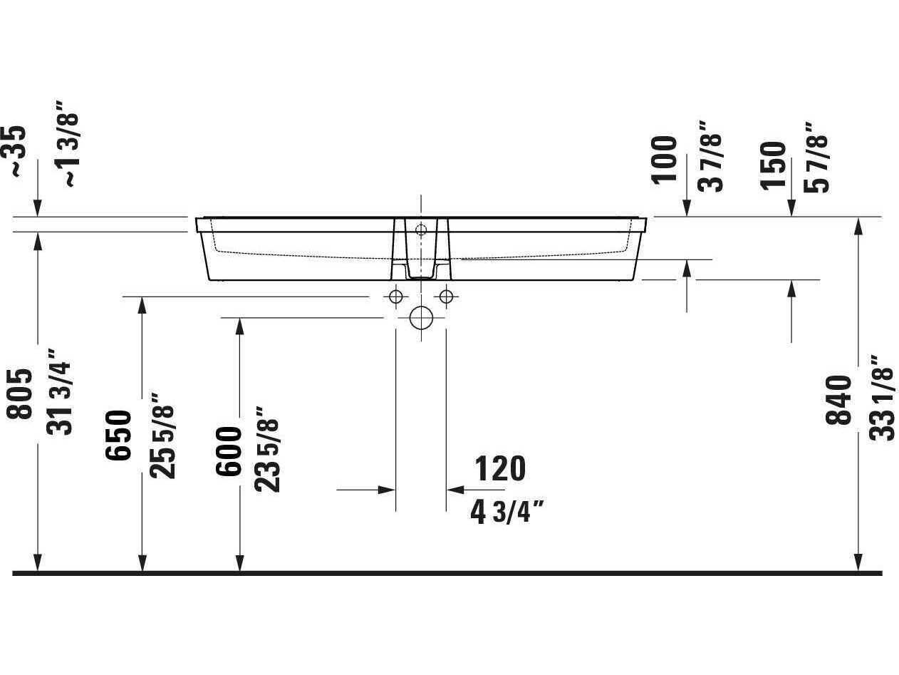 Duravit Vero 39'' White High Gloss Undermount Sink with No Faucet Hole