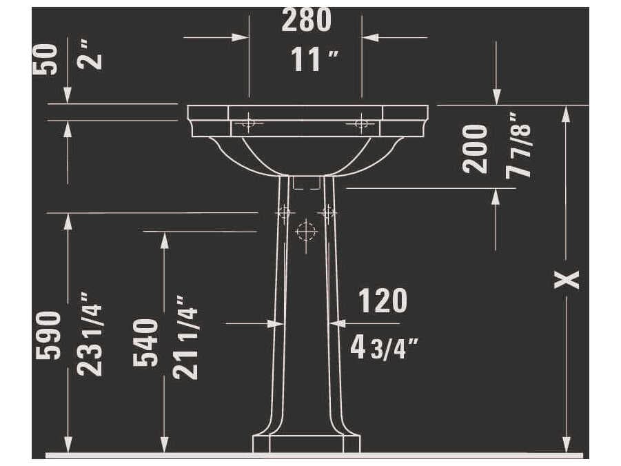 Duravit 1930 Series 24'' White High Gloss Sink with 1 faucet hole
