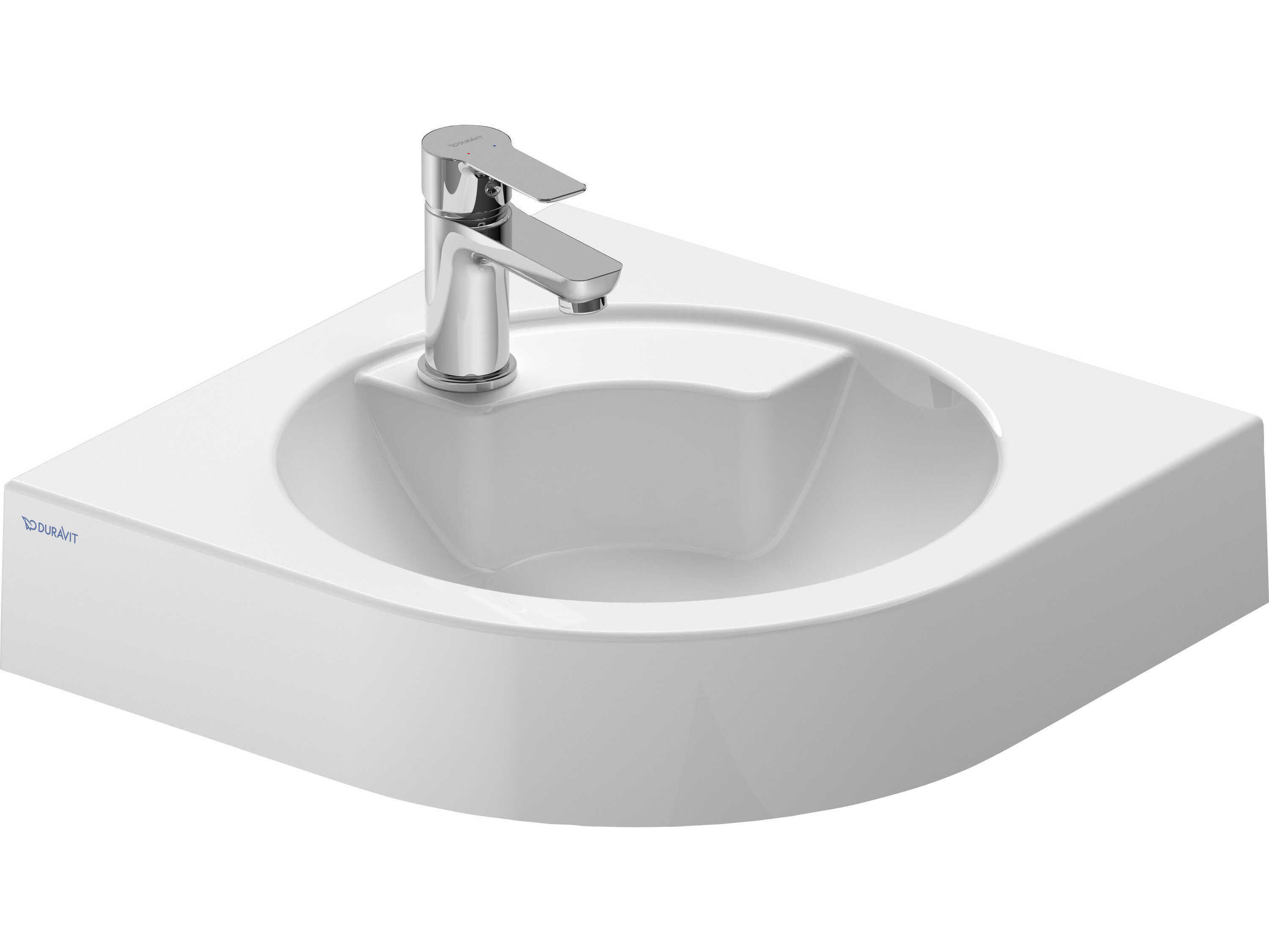 Duravit Architec 25'' White High Gloss Corner Sink with 1 faucet hole