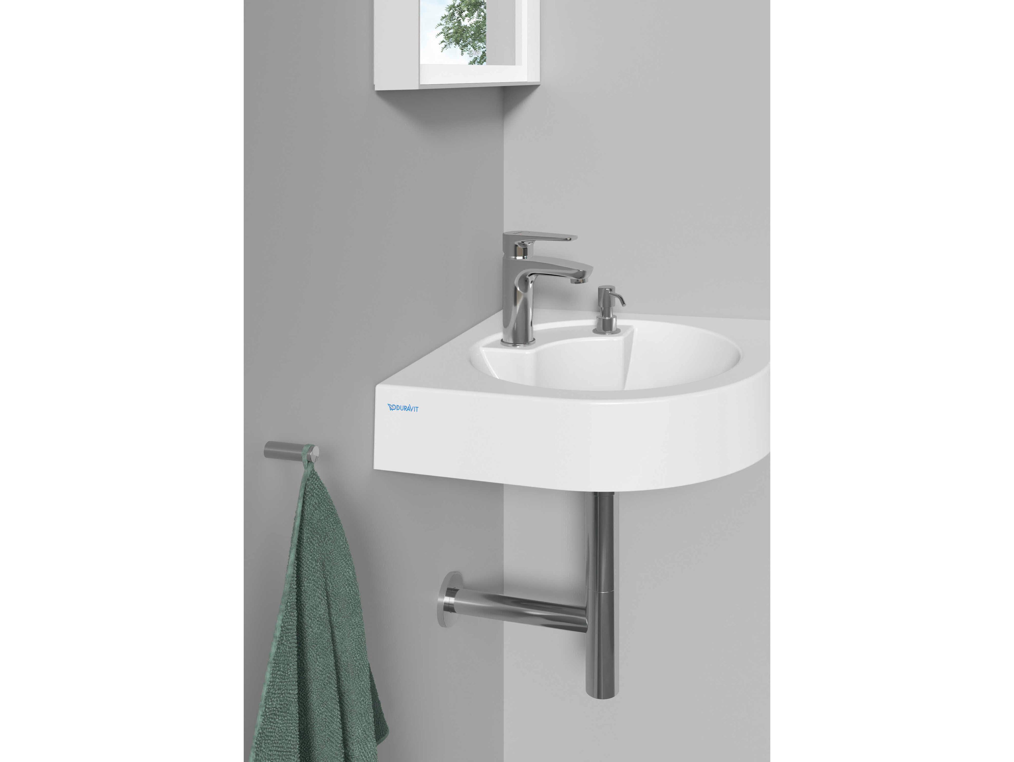 Duravit Architec 25'' White High Gloss Corner Sink with 1 faucet hole